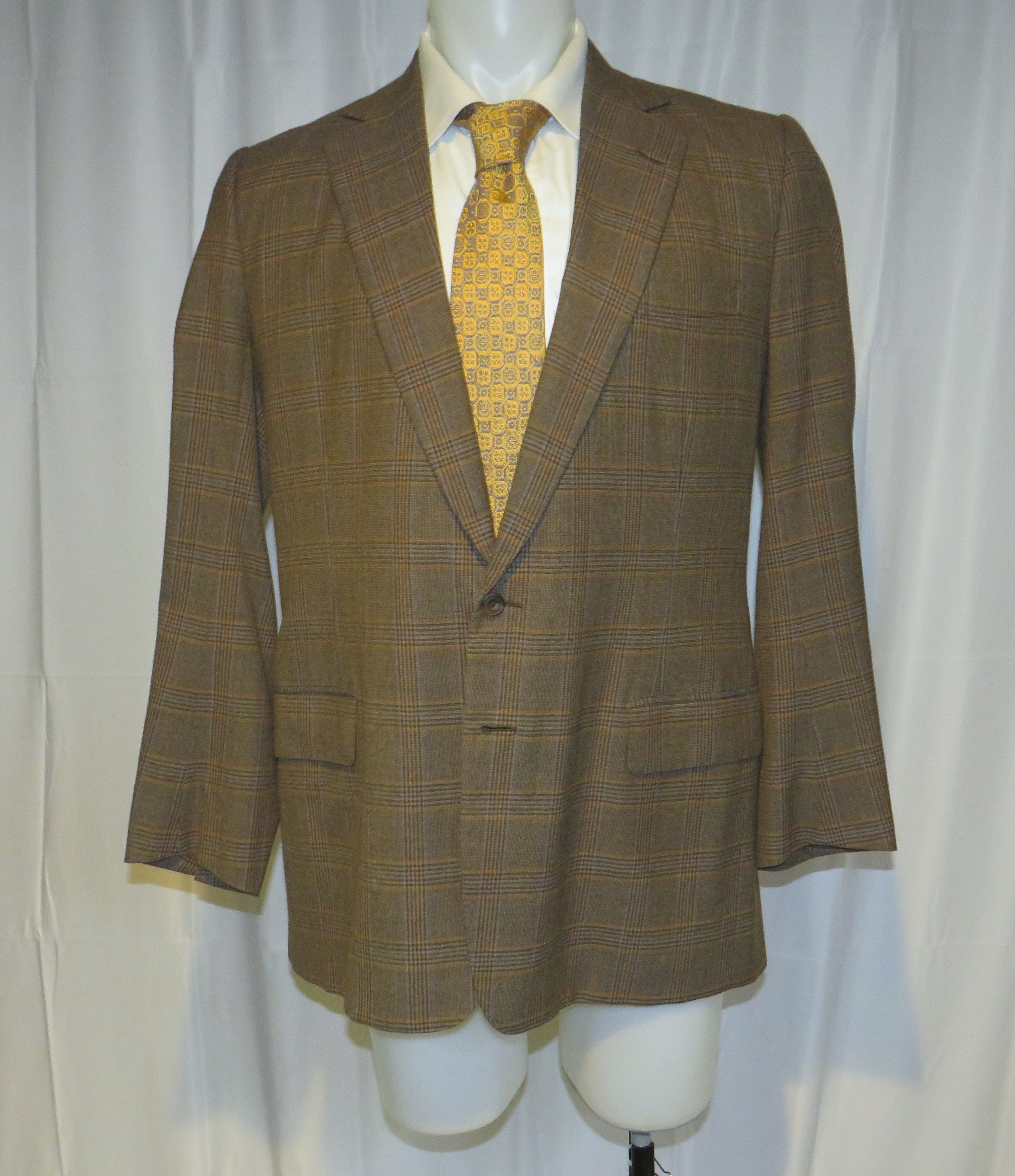 Henry Poole × Savile Row Brown Plaid Bespoke Two Button Sport Coat 40XL Size 40L - 7 Thumbnail