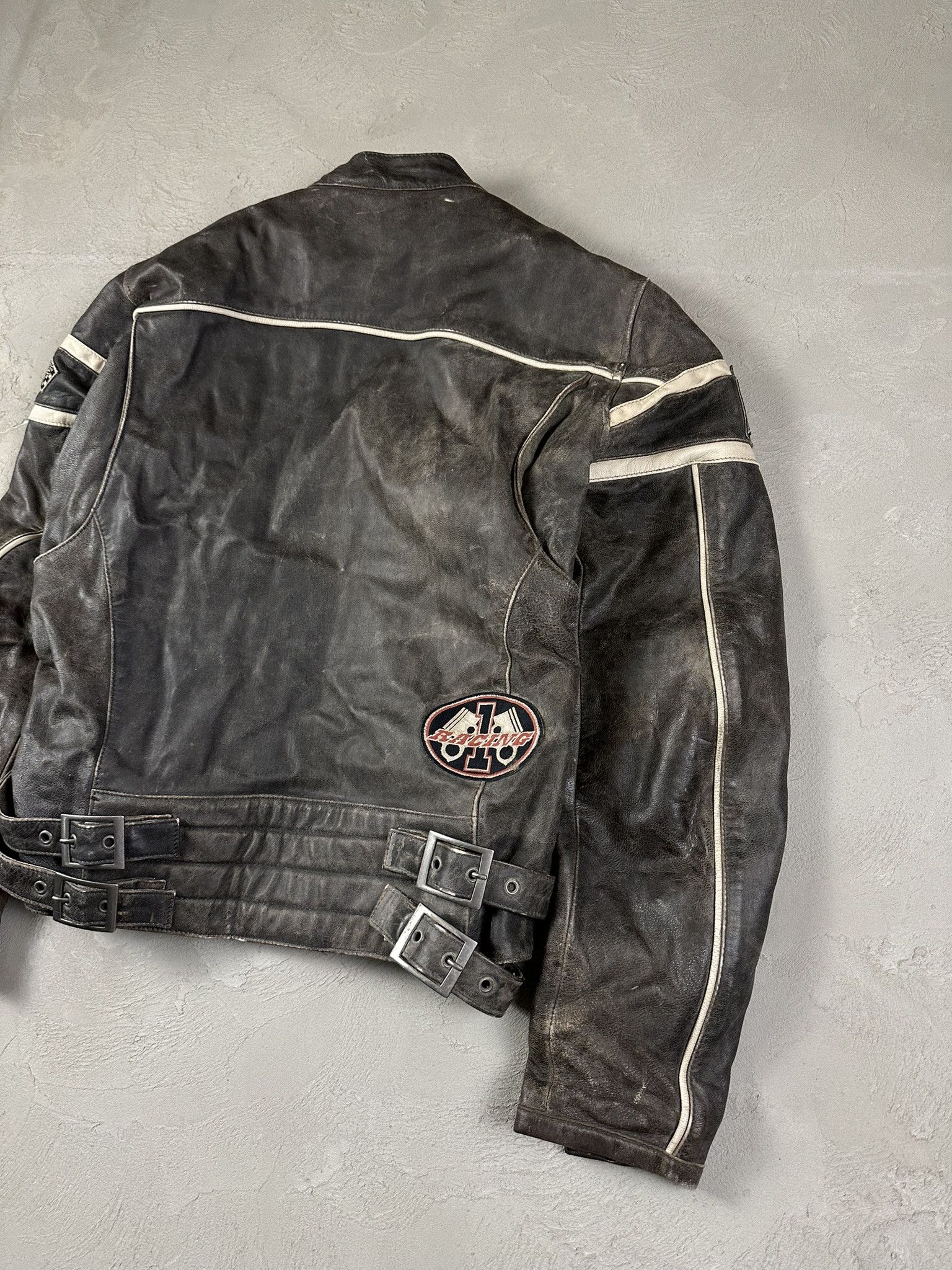Vintage Vintage Leather Racing Patch Biker Boxy Jacket Size US XL / EU 56 / 4 - 14 Thumbnail