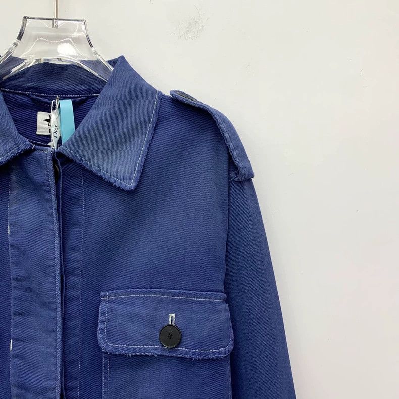 Dior Dior Dark blue printed cotton lapel long-sleeved denim jac Size XS / US 0-2 / IT 36-38 - 3 Thumbnail