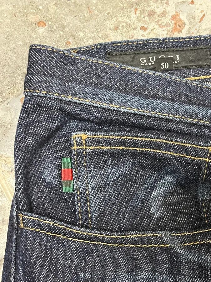 Designer × Gucci × Vintage Gucci Navy Brut Floral Denim Jeans Size US 32 / EU 48 - 8 Thumbnail