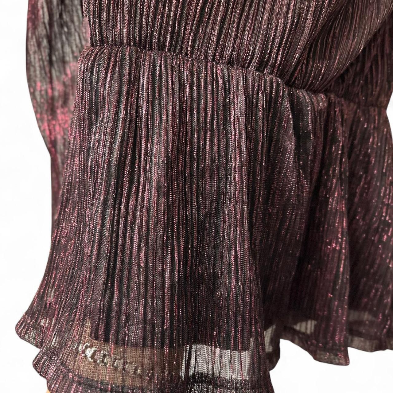 Vera Wang Vera Wang XS Burgundy sparkly pleated peplum long sleeves Size XS / US 0-2 / IT 36-38 - 8 Thumbnail