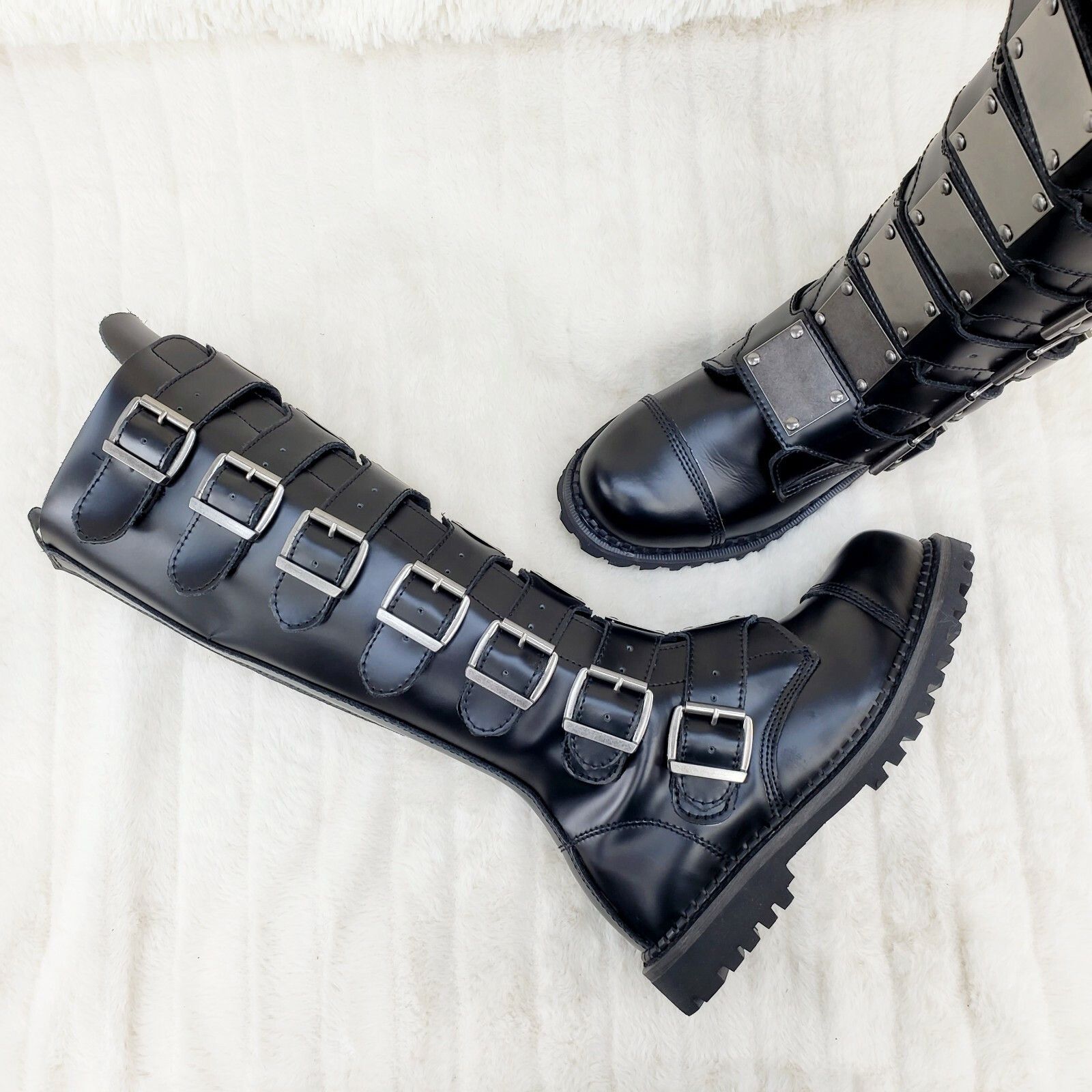 Other DEMONIA Riot 21 Goth Combat Biker Steel Toe Boots Black Leat Size US 13 / EU 46 - 5 Thumbnail