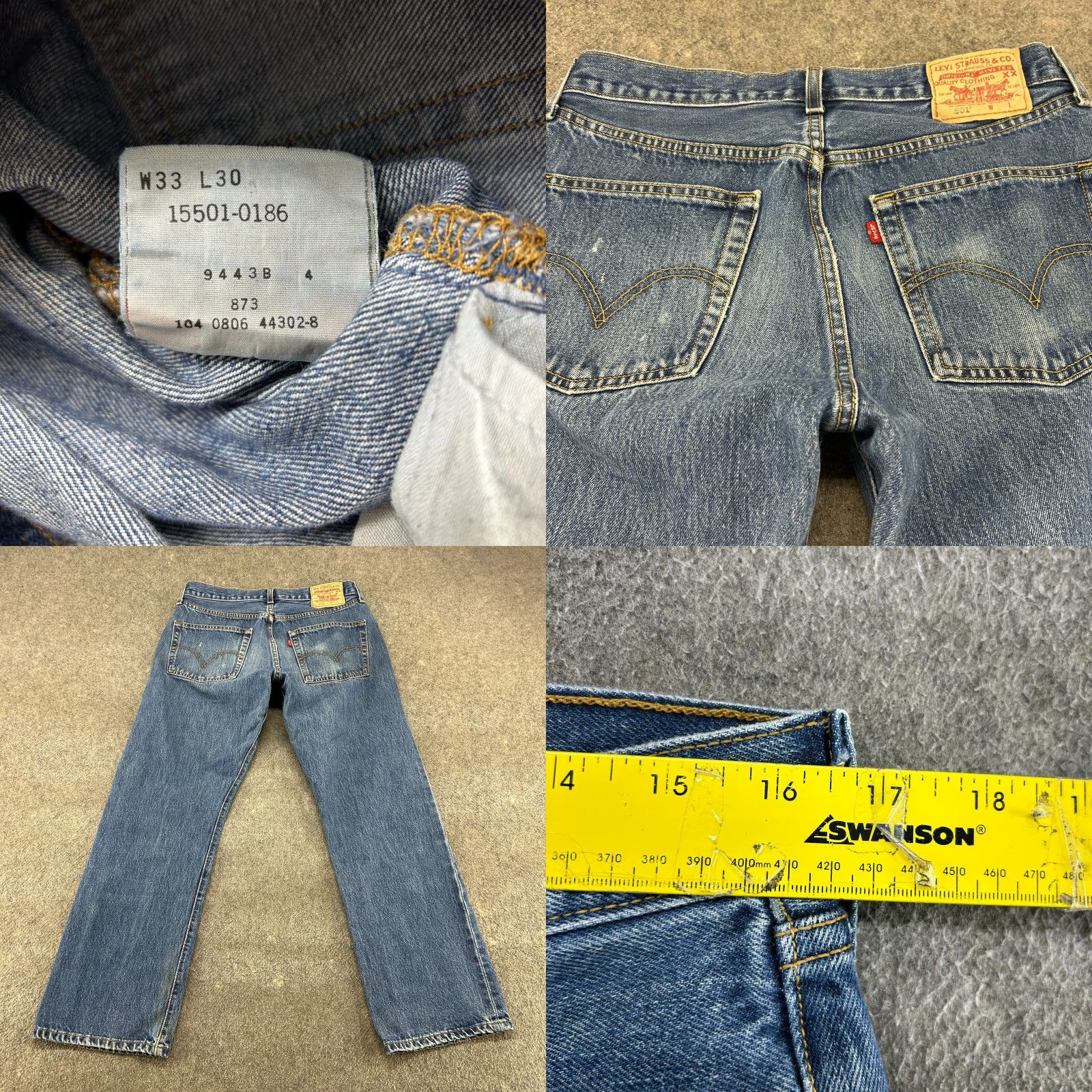 Levi's VINTAGE Levi's 501 Jeans Mens 33x30 Blue Straight Leg Regular Fit Medium Wash 90s Mens Size US 33 - 10 Thumbnail