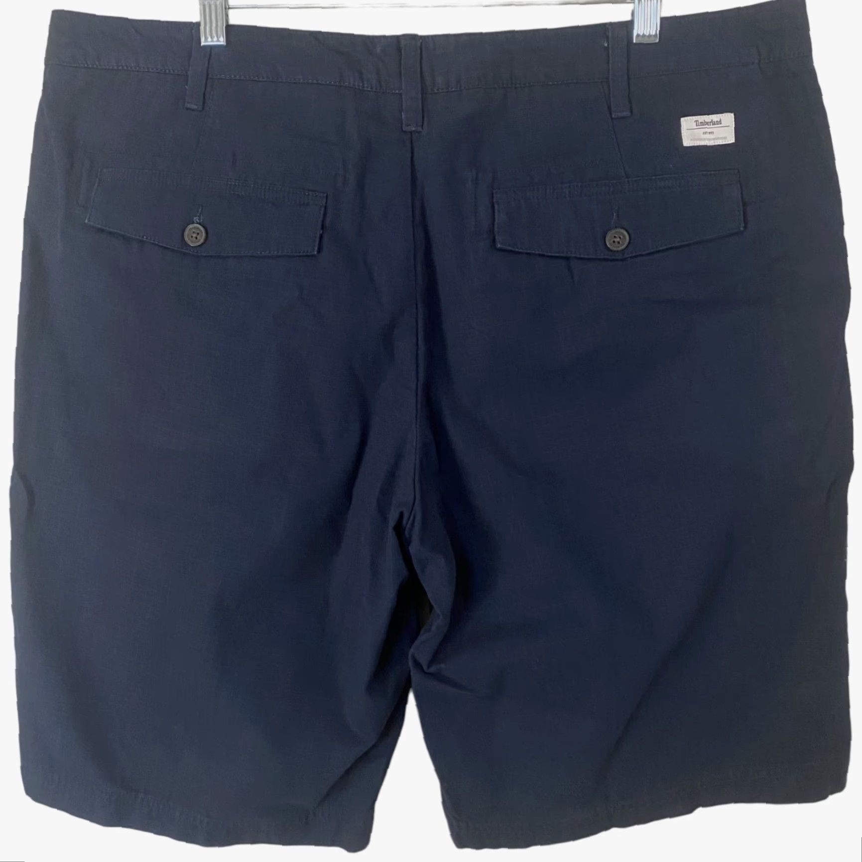 Timberland Timberland Chino Shorts Mens 38 Blue Relaxed Cotton Flat Front Pockets Casual Outdoor Ripstop Flat Front Size US 38 / EU 54 - 4 Thumbnail