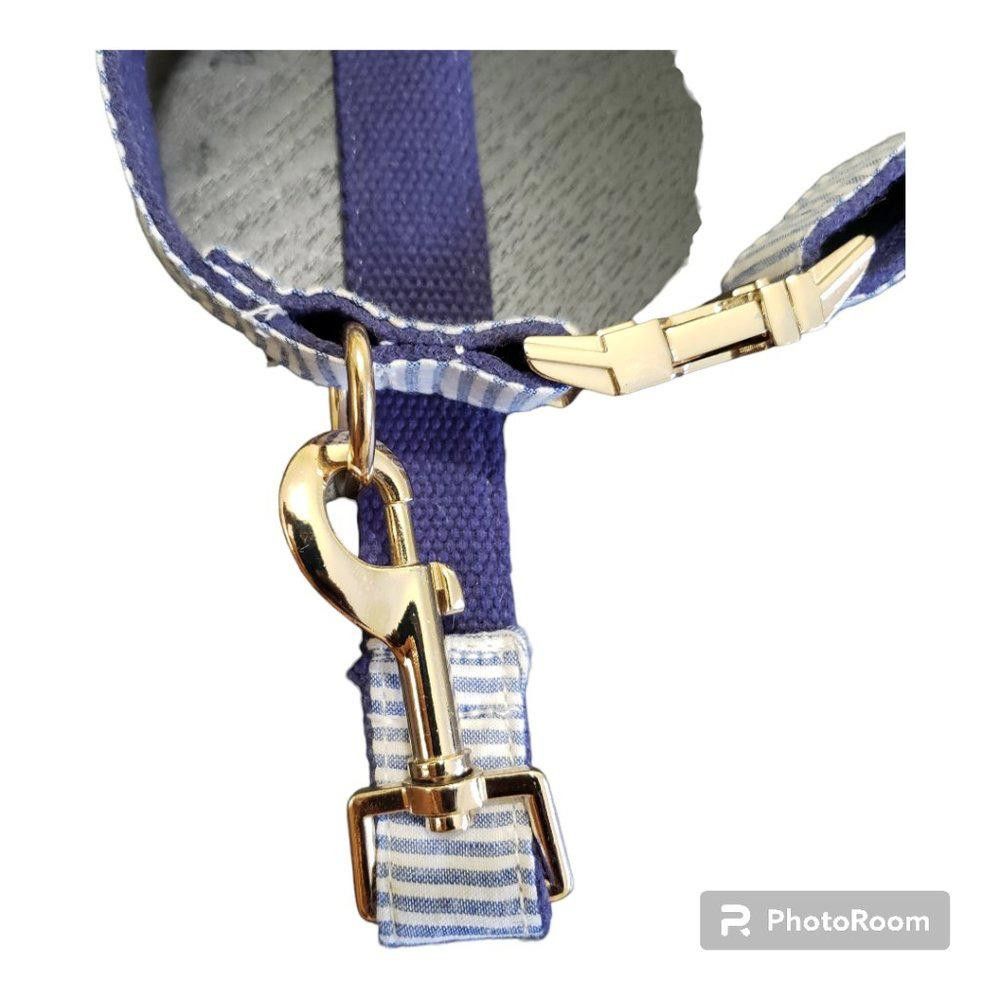 Designer Blue, white, Gold Tone Dog Leash Size ONE SIZE - 2 Thumbnail