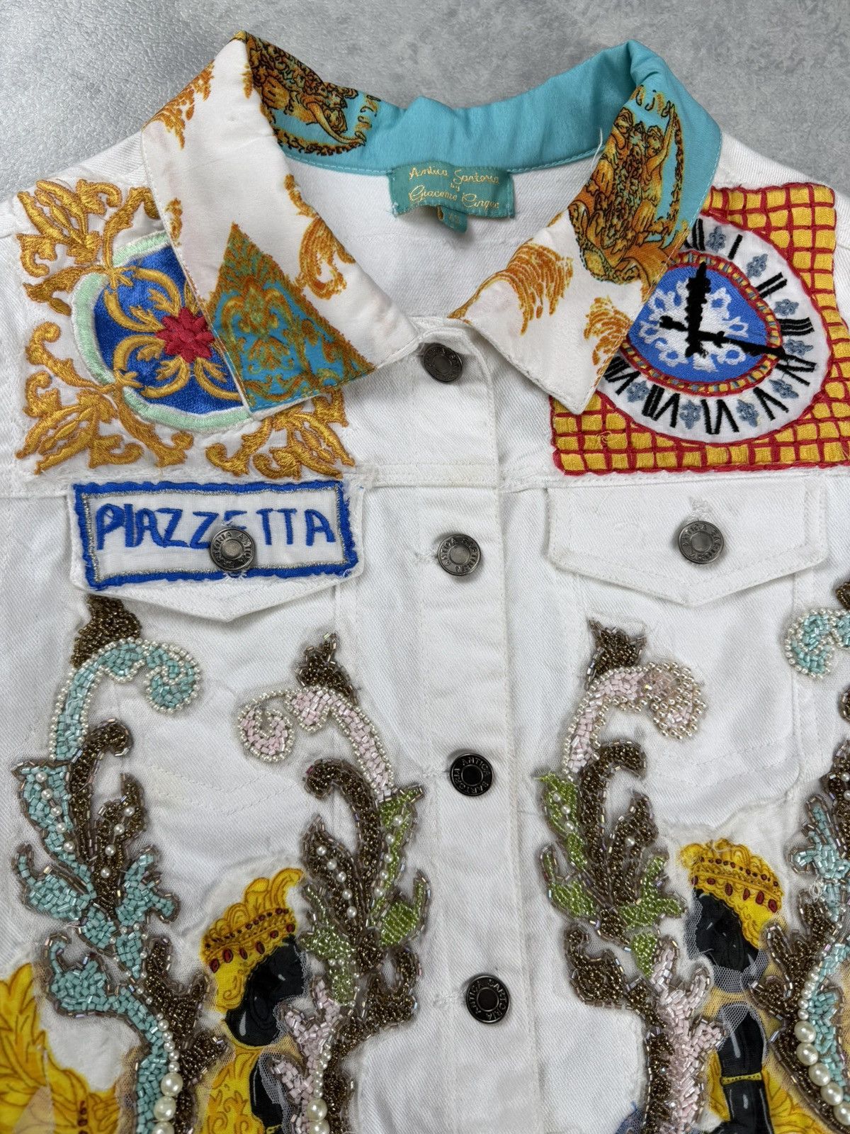 Other Antica Sartoria Capri White Denim Jacket Size XS Size XS / US 0-2 / IT 36-38 - 4 Thumbnail