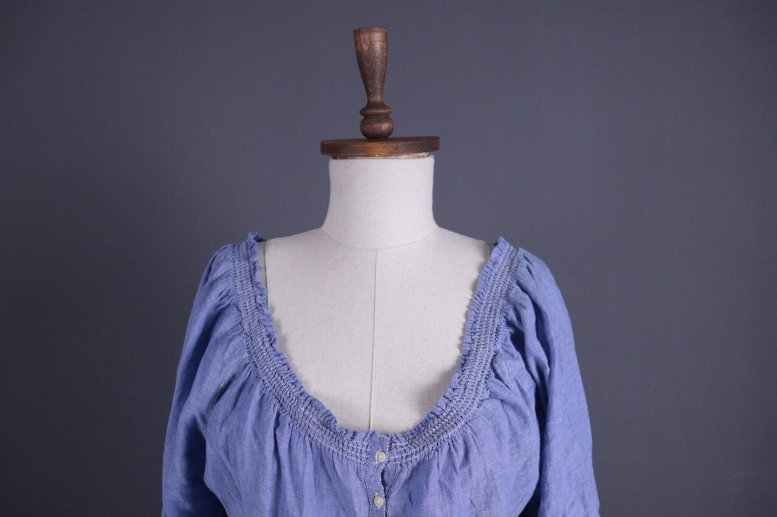 Designer Polo Jeans Ralph Lauren Blue Henley Shirt Size XS Size XS / US 0-2 / IT 36-38 - 2 Thumbnail