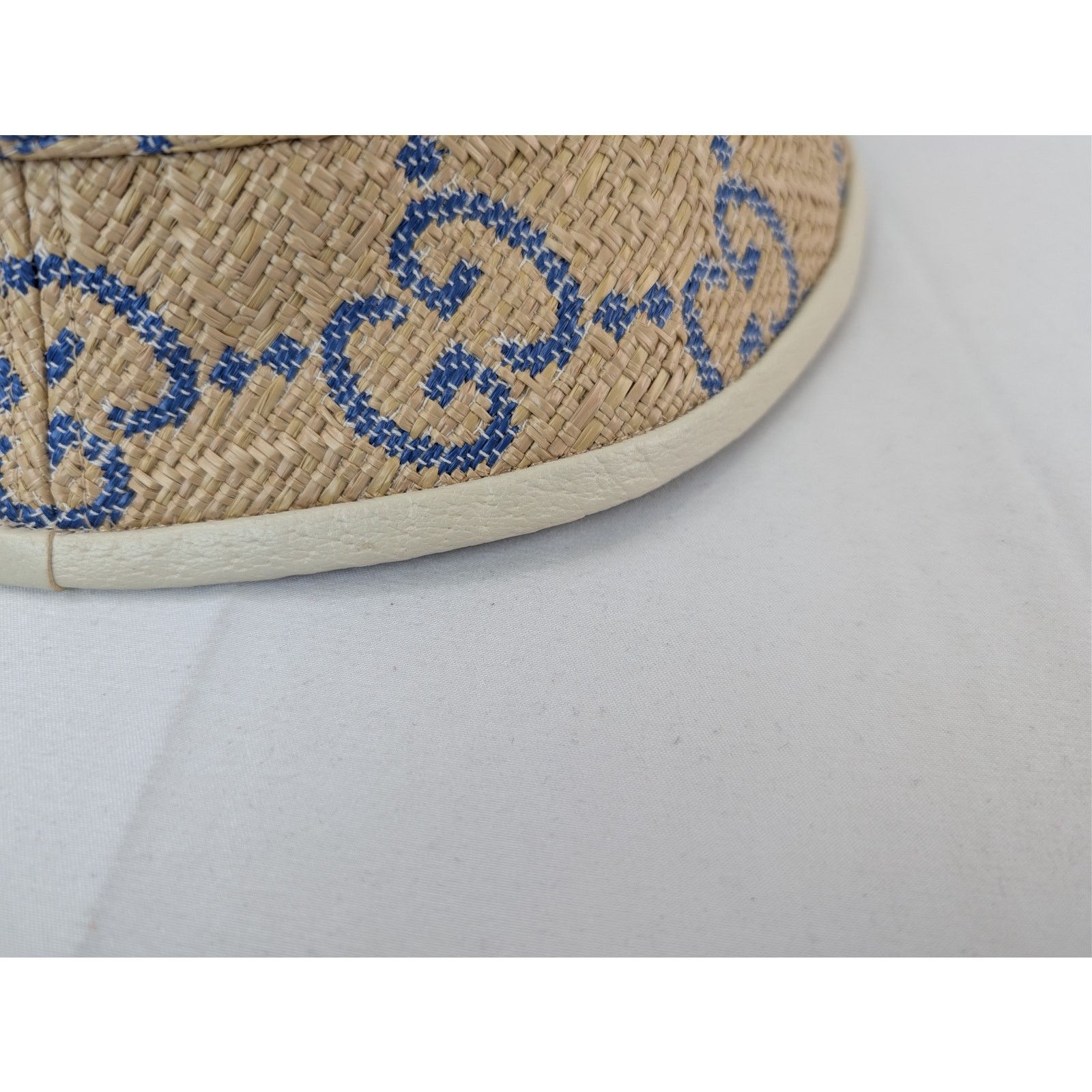 Gucci o1rshd1 Size:L / Raffia Jacquard Bucket Hat / Cap Beige/Blue Size ONE SIZE - 6 Thumbnail