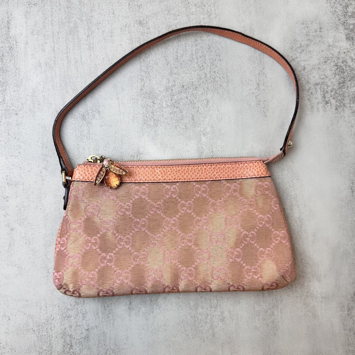 RARE Vintage Gucci Monogram Pochette with Bee Charm