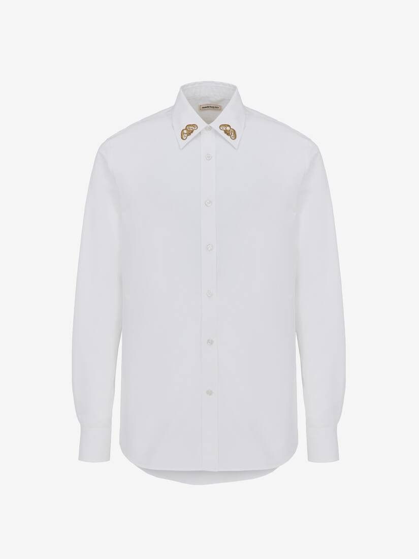 Alexander McQueen o1w1db10725 Embroidered Collar Shirt in Optic White Size US S / EU 44-46 / 1 - 1 Thumbnail