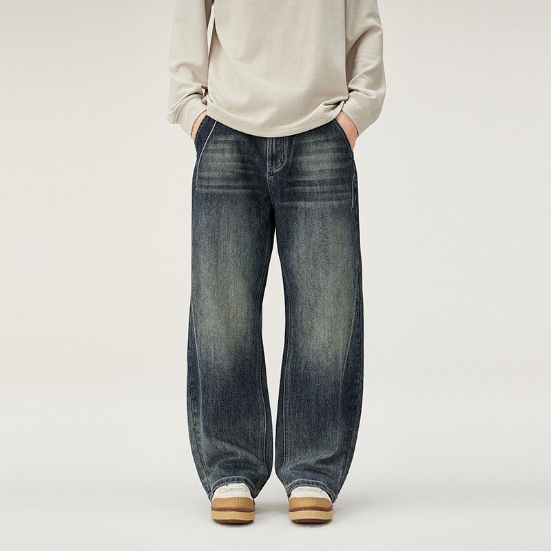 Vintage American straight-leg trendy loose casual distressed jeans Size US 32 / EU 48 - 1 Thumbnail