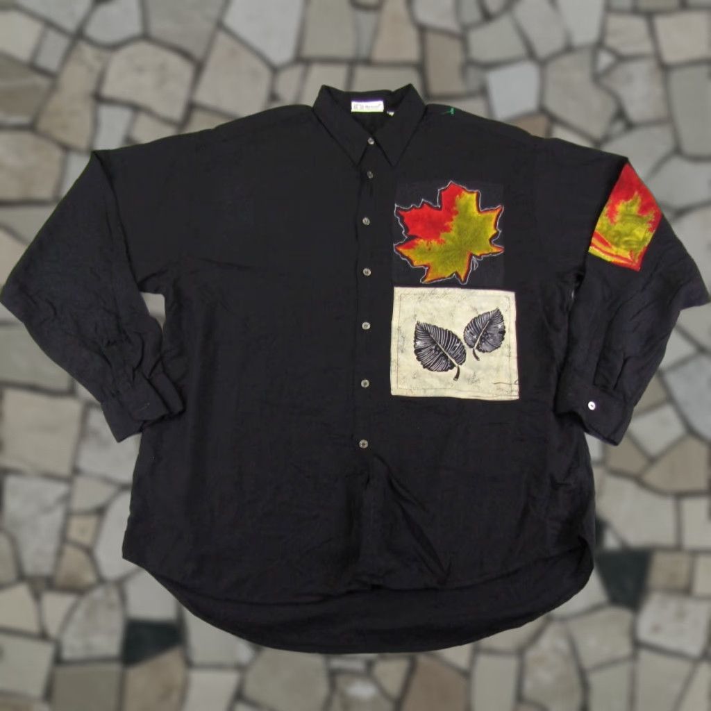 Vintage Messori Shirt Mens Large Black Autumn Leaves Button Up Rayon Italy VINTAGE Casual Mens Size US L / EU 52-54 / 3 - 1 Thumbnail