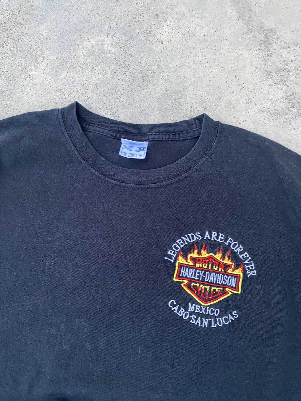 Harley Davidson 2000s Harley Davidson Faded Flame Embroidered Tees Size US XL / EU 56 / 4 - 5 Thumbnail