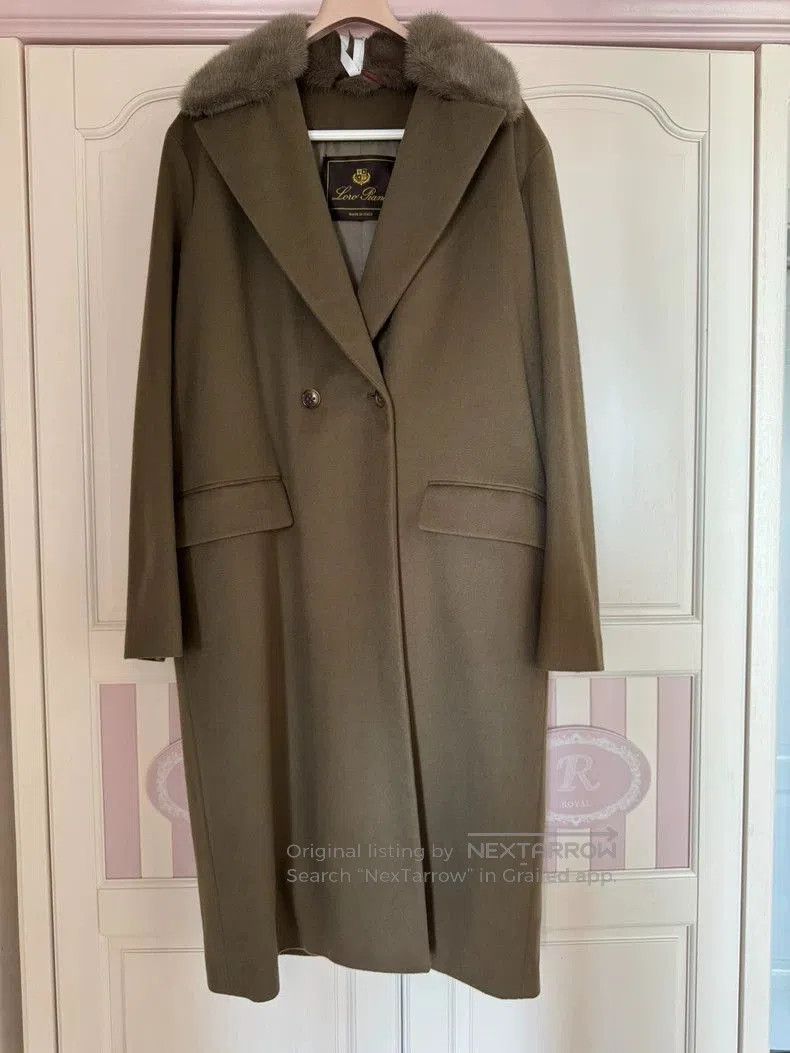 Loro Piana Mink Collar Cashmere Coat.