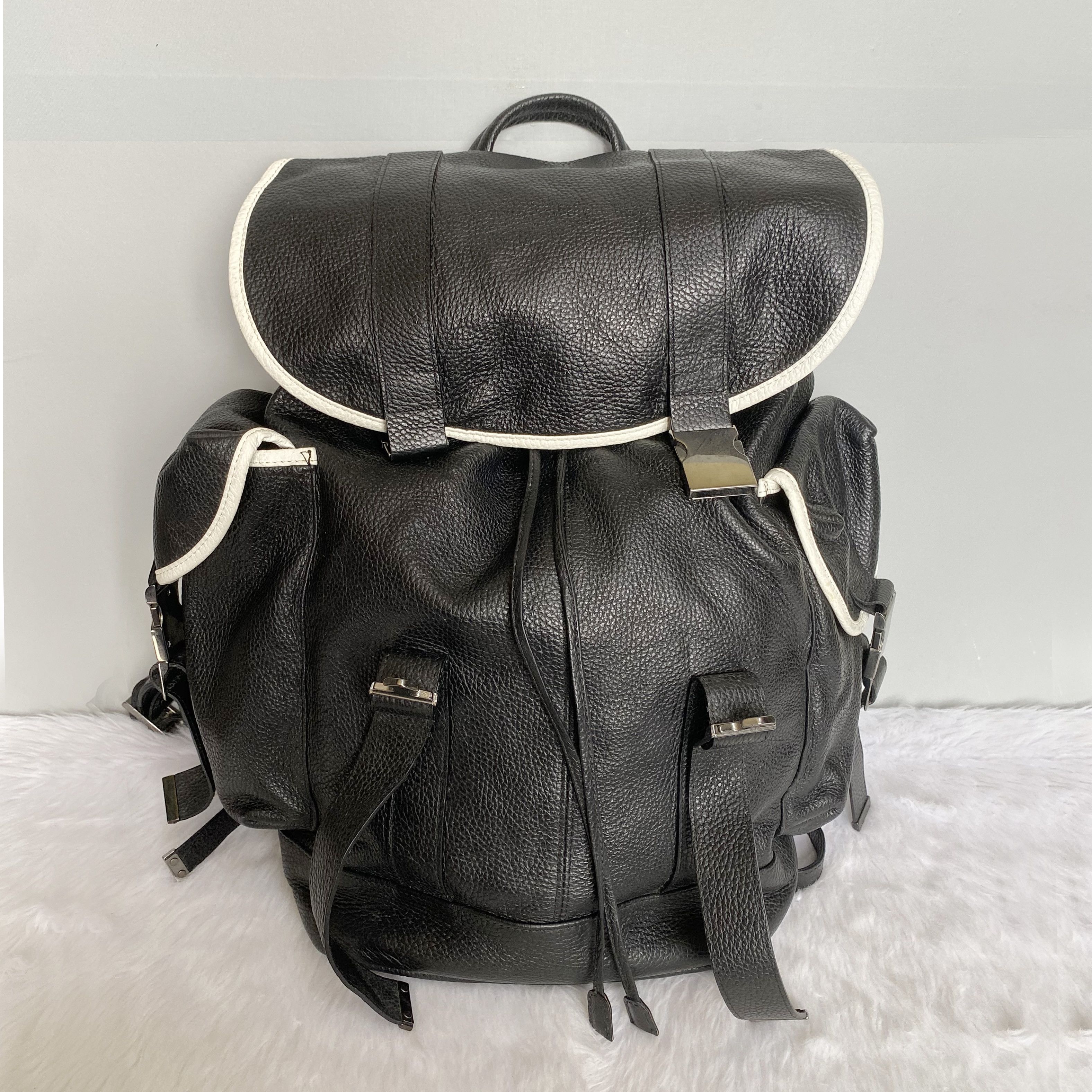 Neil Barrett × Vintage Black White Contrast Leather Nylon Backpack Size ONE SIZE - 9 Thumbnail
