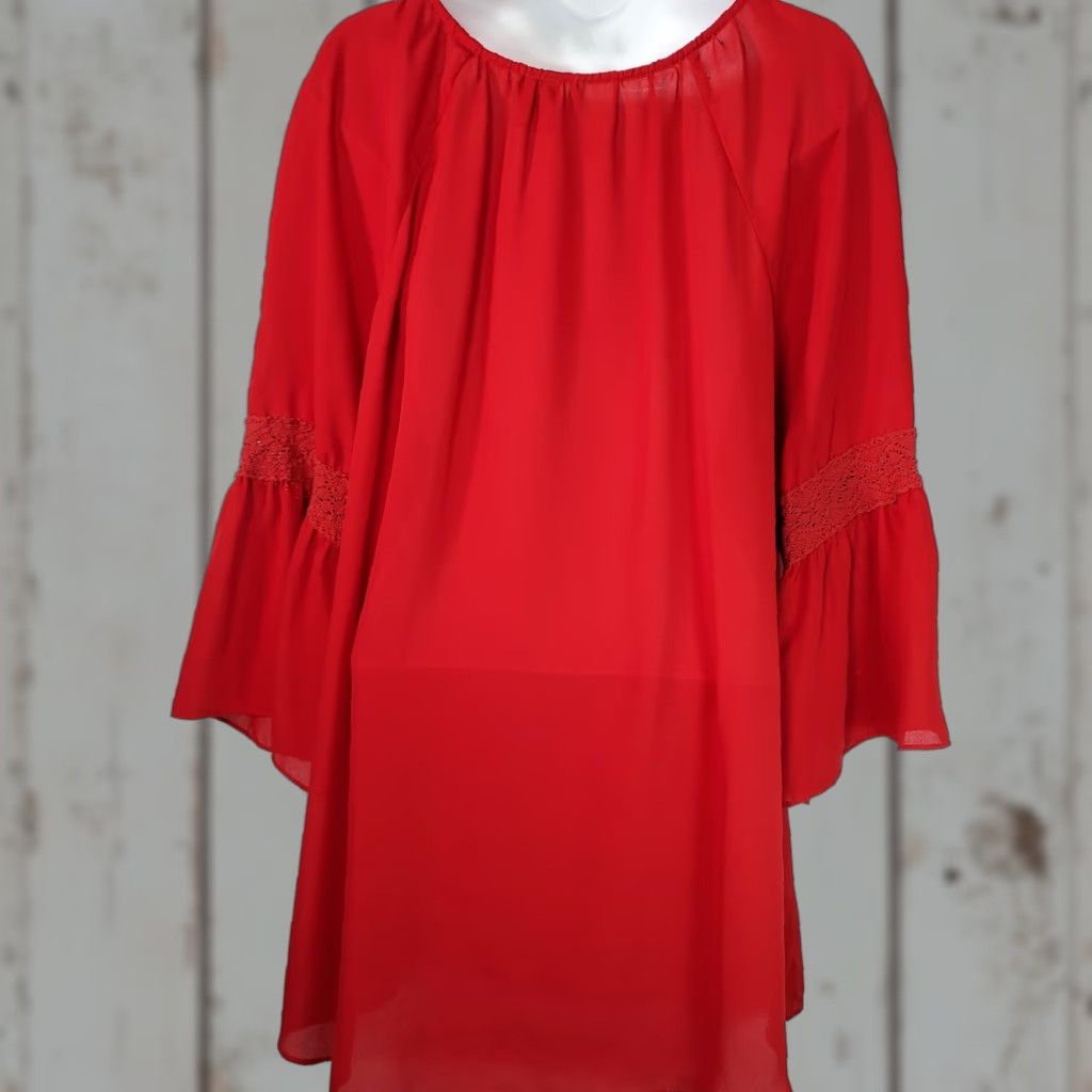 Vintage New Directions Top Womens Size XLarge Maroon Red Boho Hippie Semi Sheer Peasant Size XL / US 12-14 / IT 48-50 - 1 Thumbnail