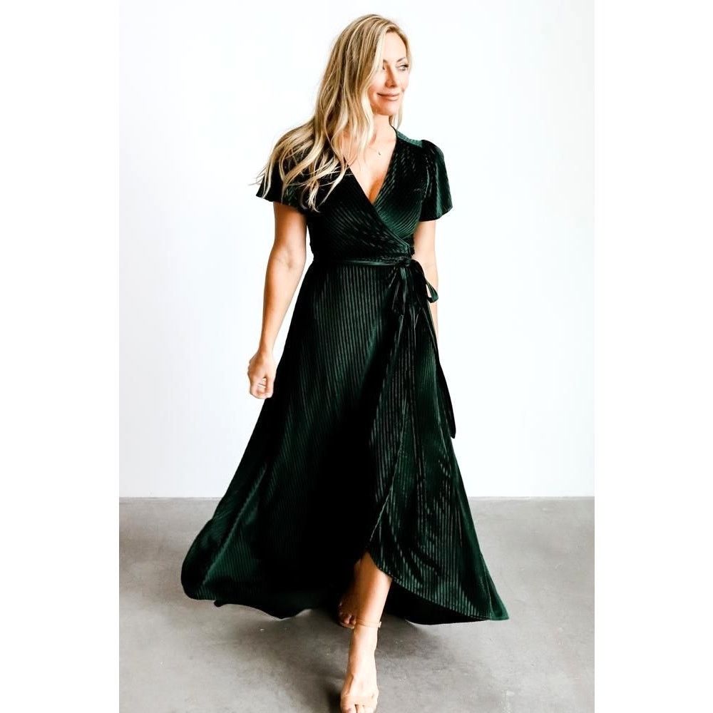 Born Baltic Born Womens Andi Ribbed Velvet Wrap Dress Maxi Sz S Size S / US 4 / IT 40 - 1 Thumbnail