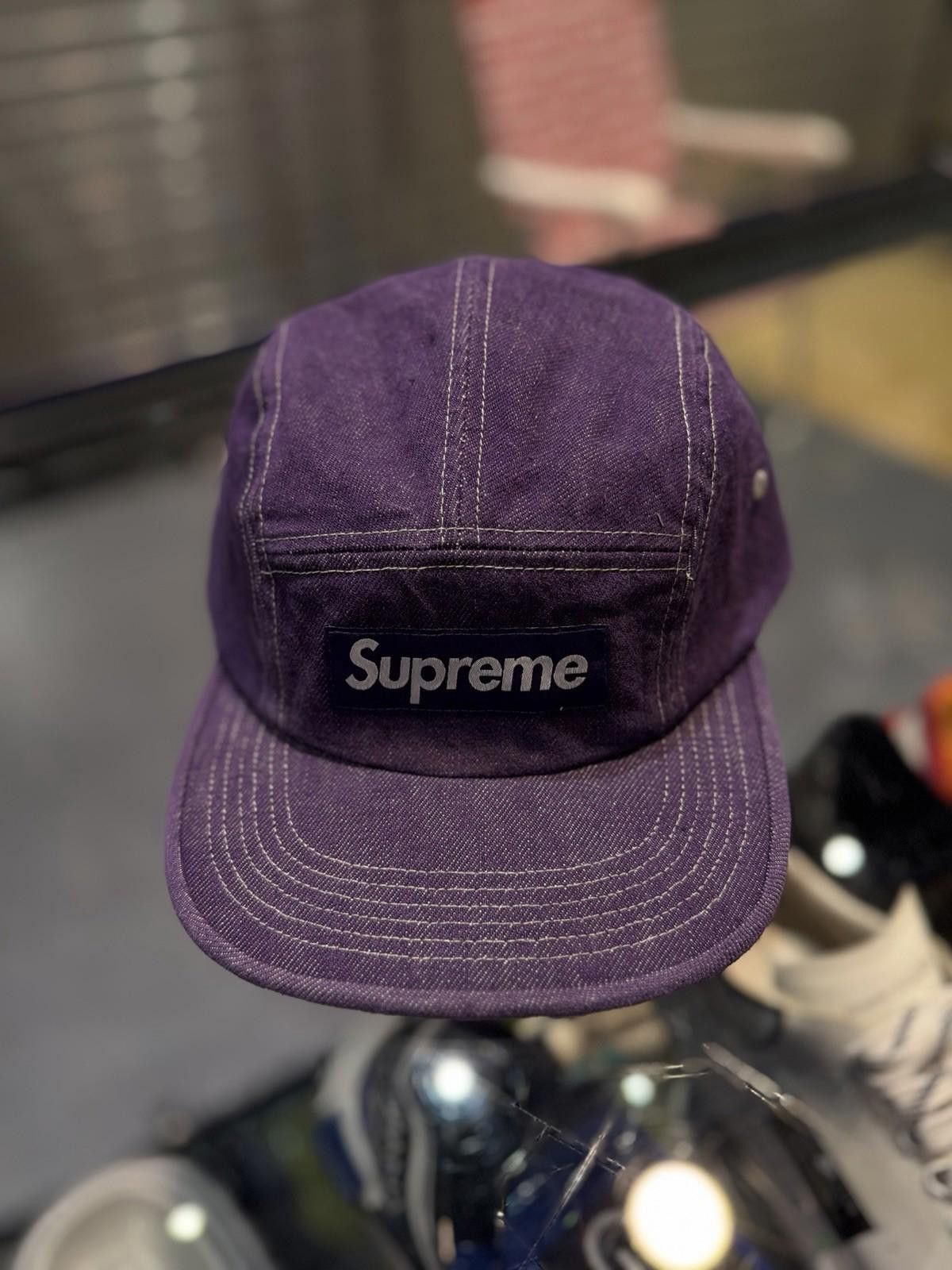 Supreme Supreme Denim Camp Cap Purple SS25 Washed Box Logo Size ONE SIZE - 3 Thumbnail