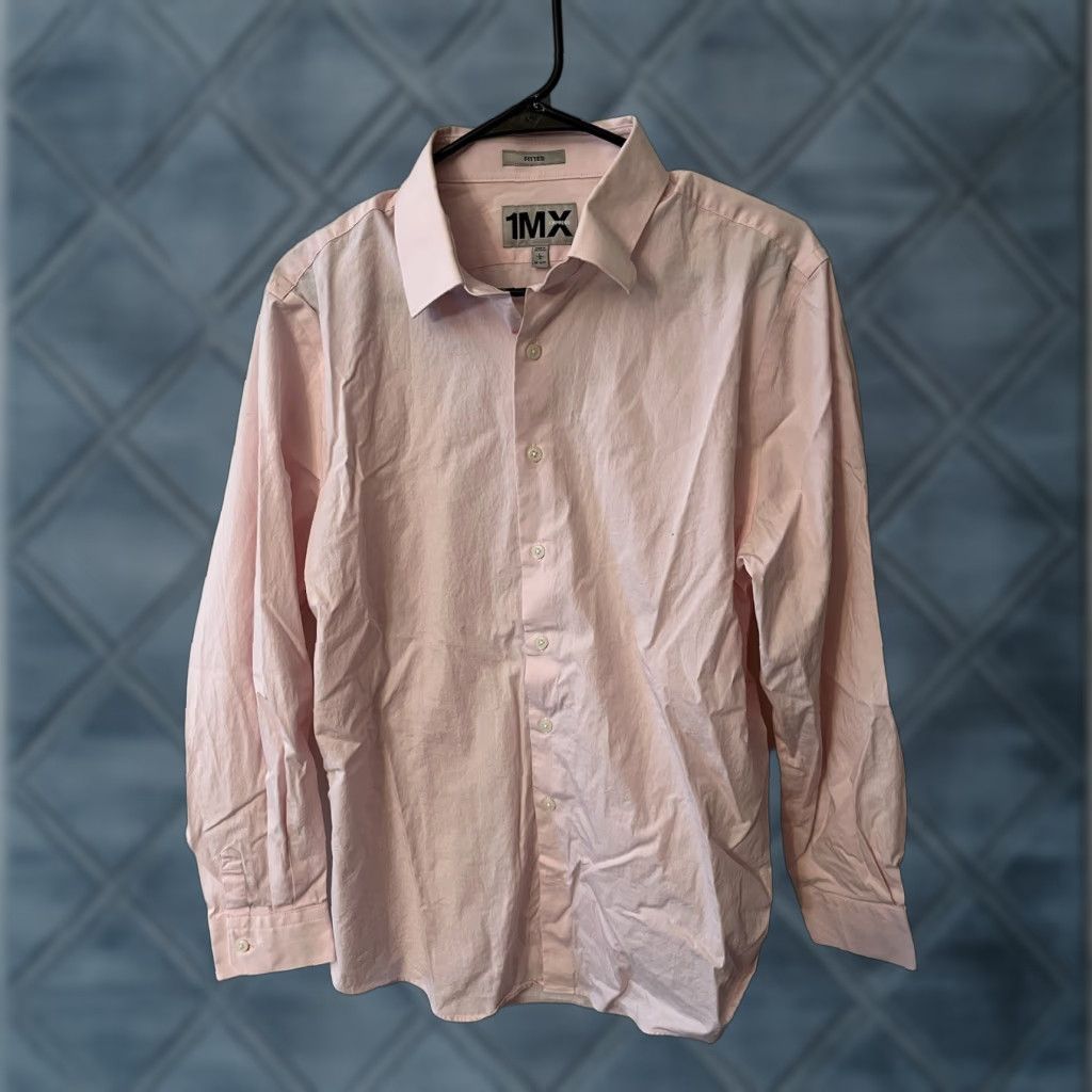 Express VINTAGE Express Men's Dress Shirt L Pink Solid Cotton Business Casual Workwear 90s Size 42R - 1 Thumbnail