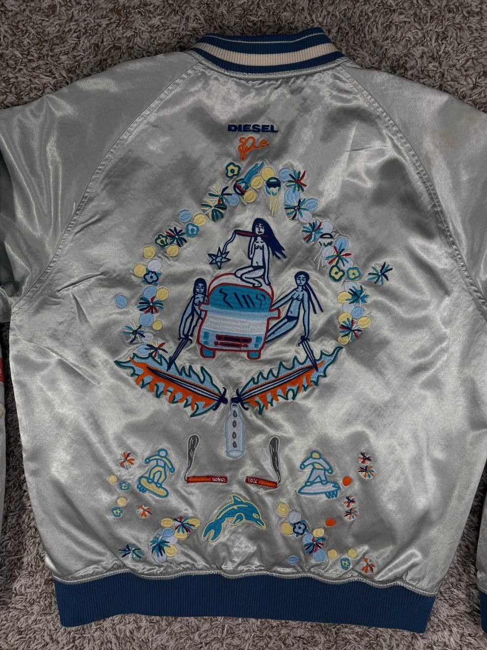 Diesel Diesel J Rocket Snake Embroidery Silver Bomber Jacket Size US XL / EU 56 / 4 - 18 Thumbnail