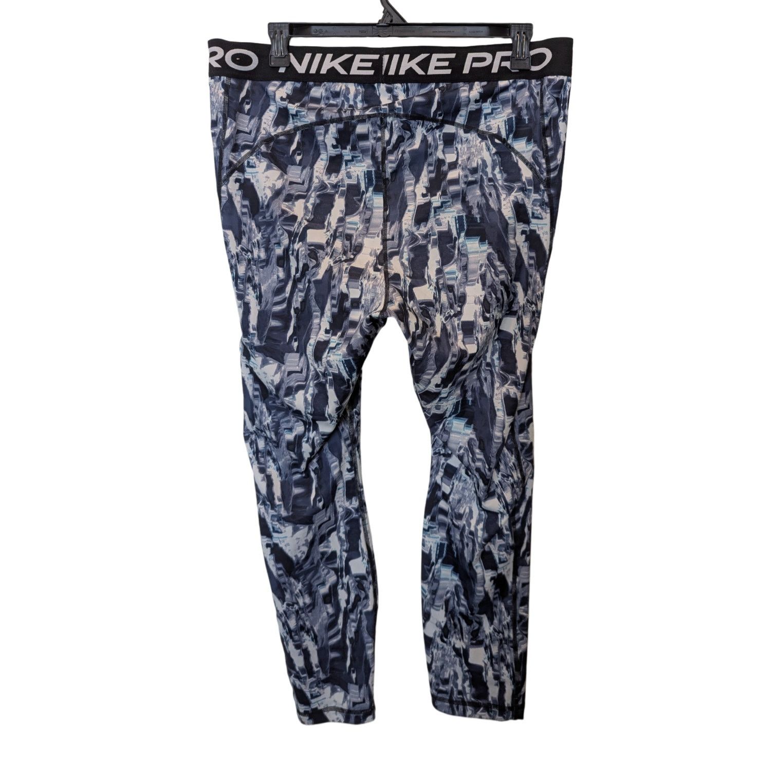 Nike Nike Dri-Fit Grey Blue Graphic Marbled Ice Pro Leggings 2XL Size 40" / US 18 - 5 Thumbnail