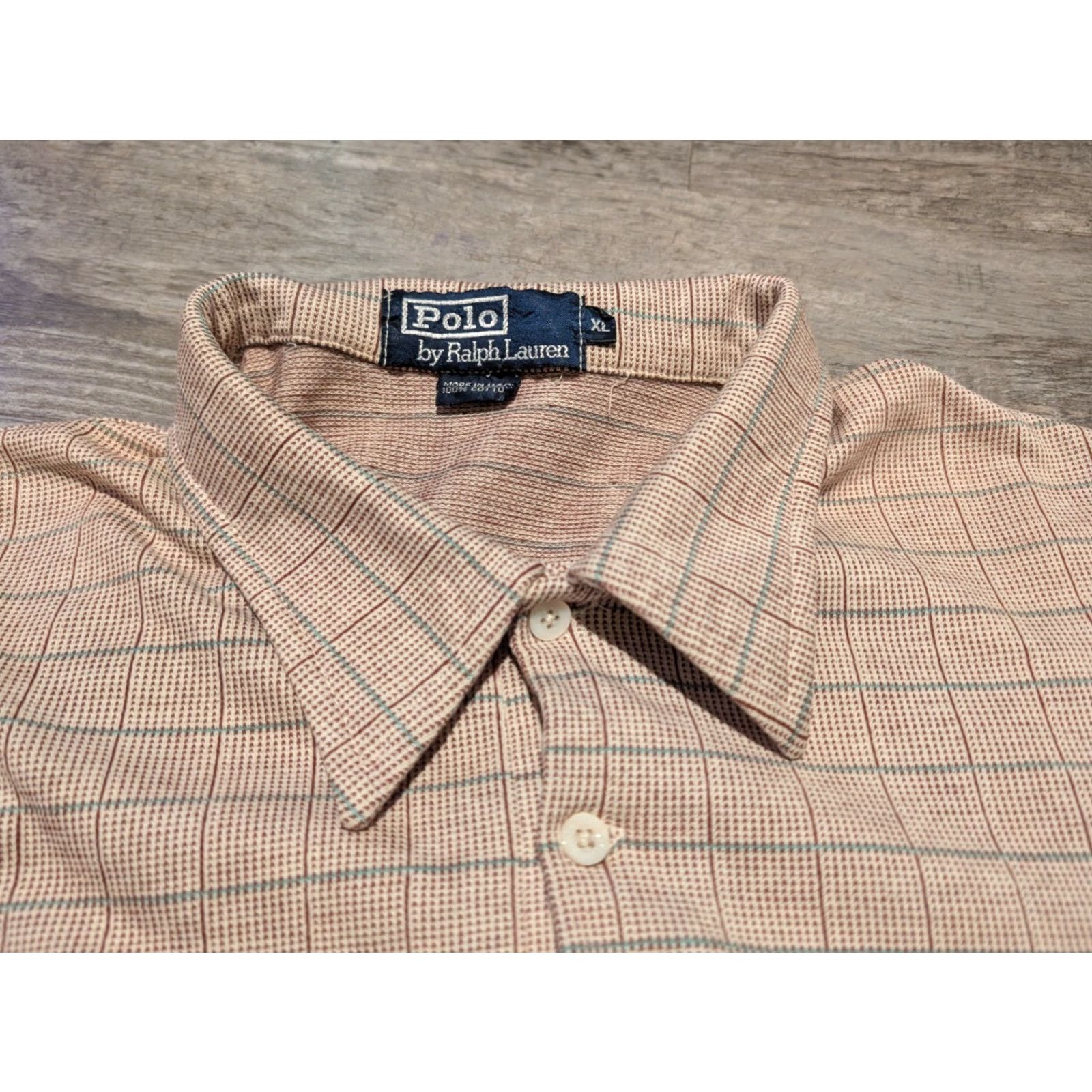 Polo Ralph Lauren VINTAGE Polo Ralph Lauren Plaid Polo Shirt Mens XL Brown 80s Classic Polo Shirt Mens XL Brown US Made Size US XL / EU 56 / 4 - 5 Thumbnail
