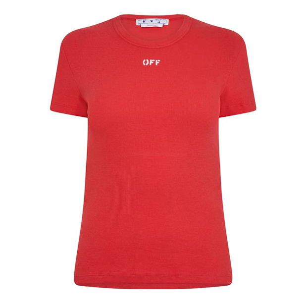 Off-White o1g2r1mq1224 Off Stamp T-Shirts in Red Size S / US 4 / IT 40 - 1 Thumbnail