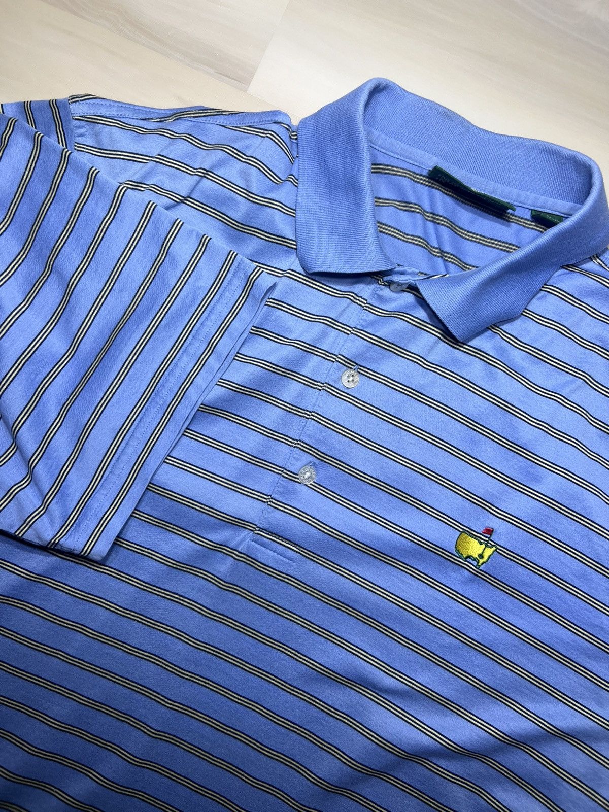 The Masters Amen Corner Masters Polo Golf Blue Striped Augusta National Size US L / EU 52-54 / 3 - 1 Thumbnail