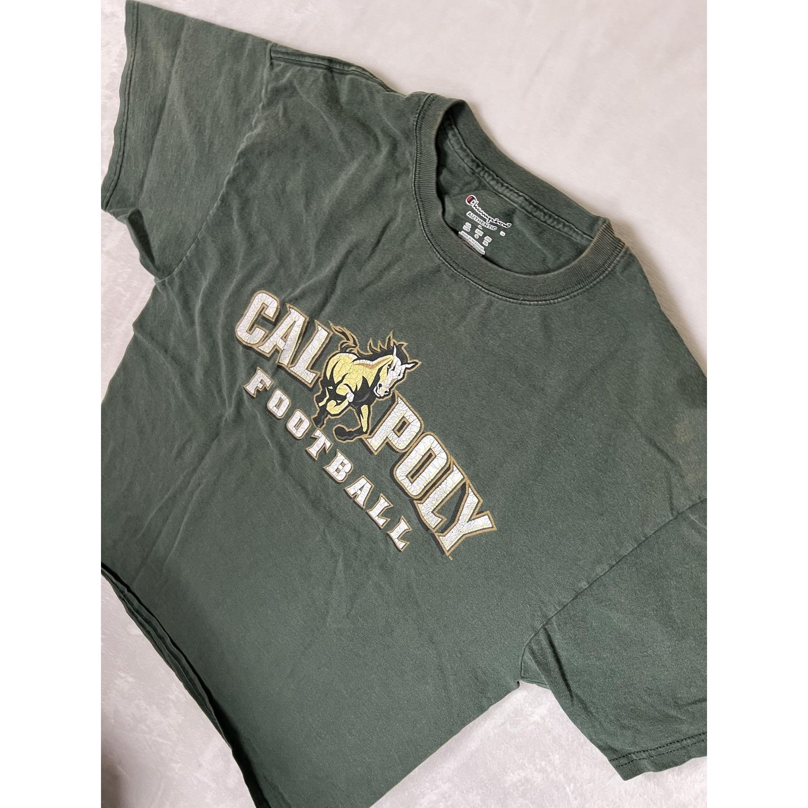 Champion Vintage Cal Poly Mustangs Shirt Mens M/L Green NCAA Football Size US M / EU 48-50 / 2 - 8 Thumbnail