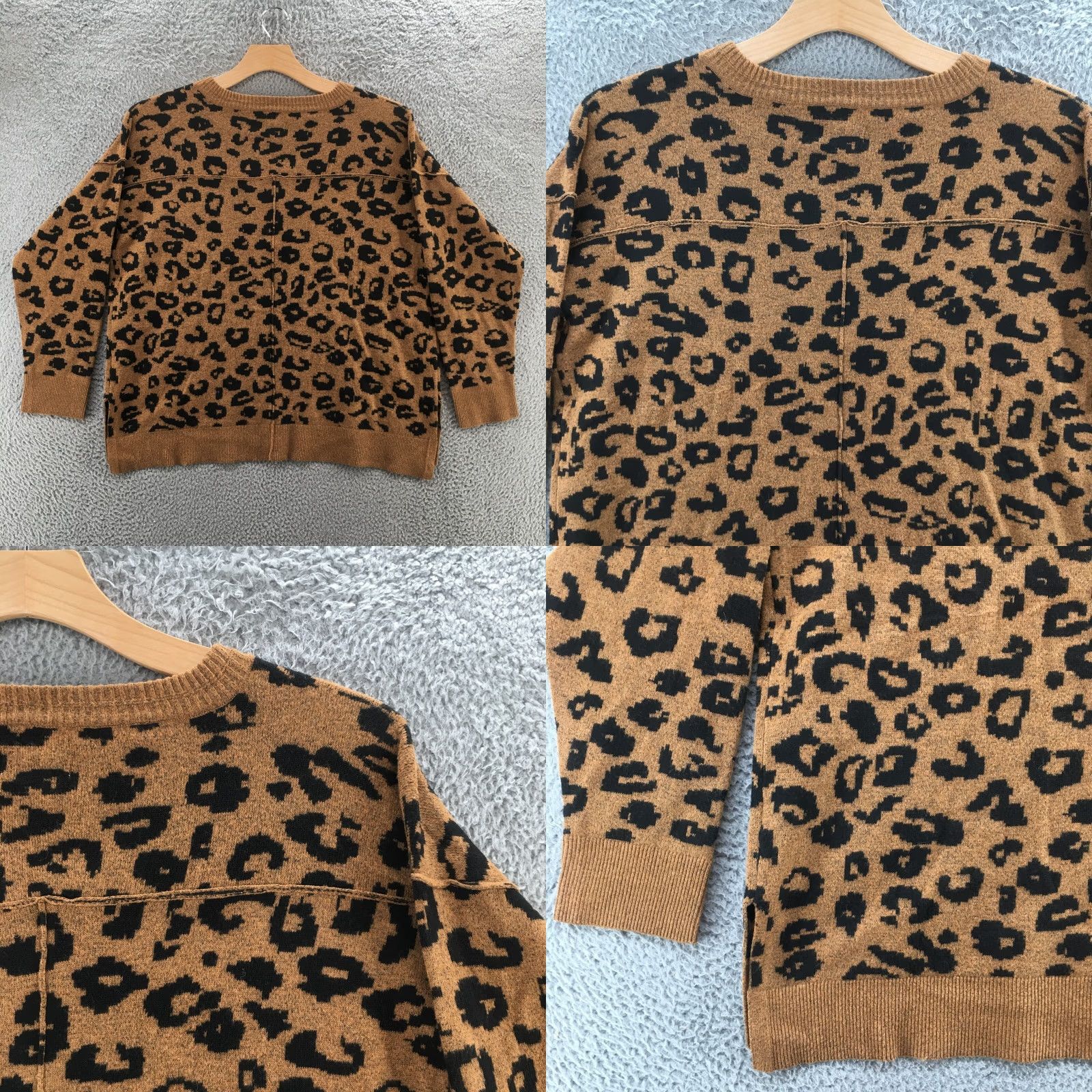 Vintage Knox Rose V-neck Sweater Women 2XL Brown Leopard Knit Pullover Casual NEW Size XXL / US 16-18 / IT 52-54 - 9 Thumbnail