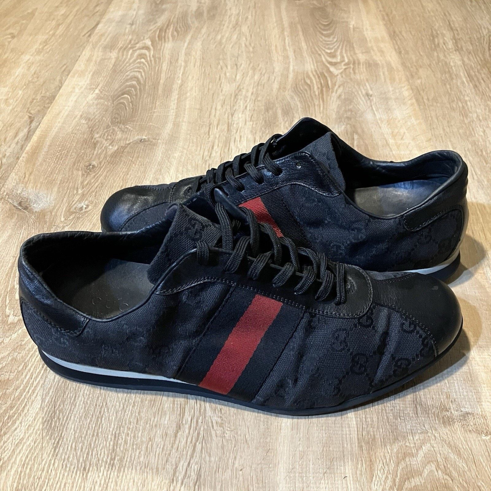 Gucci Gucci GG Signature Low Top Black Stripe Canvas CLEAN Shoes Size US 10 / EU 43 - 2 Thumbnail