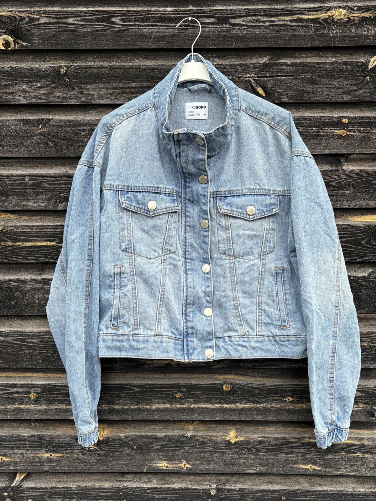 Other Oisono Denim Collection Cropped Denim Jacket Size L Blue Size L / US 10 / IT 46 - 3 Thumbnail