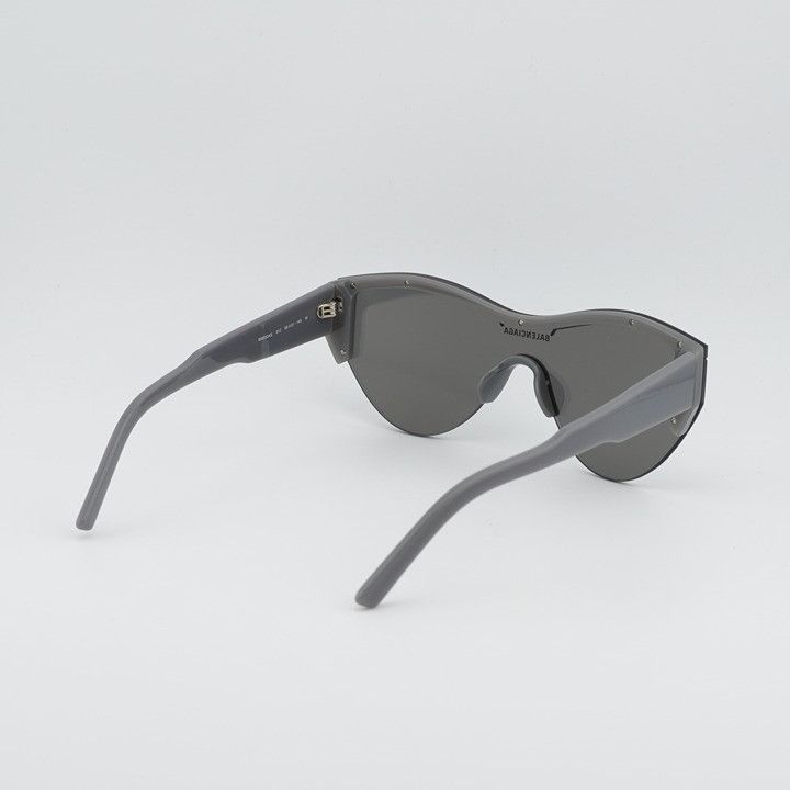 Balenciaga Balenciaga BB0004S 012 Semi Rim Sunglasses Grey Shield Frame Size ONE SIZE - 9 Thumbnail