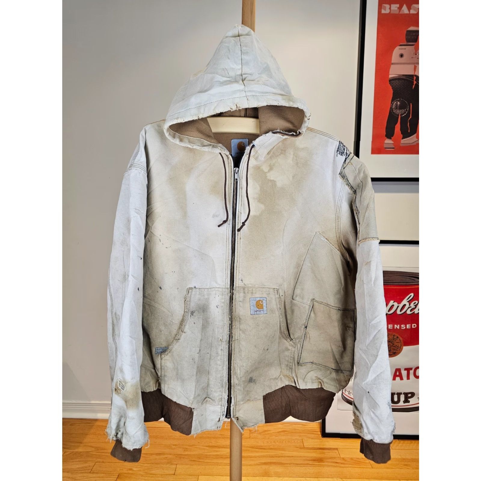 Carhartt VINTAGE Carhartt Brown Hooded Duck Canvas Work Jacket XL WORN Mens Jacket Size US XL / EU 56 / 4 - 2 Thumbnail