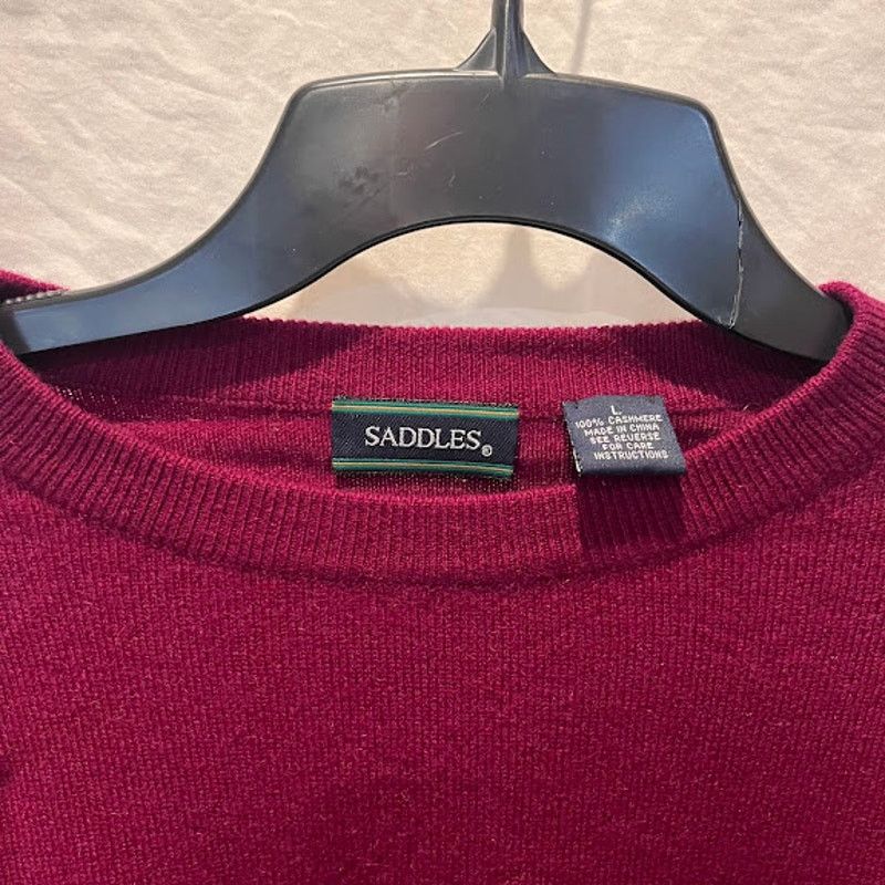 Other × Vintage NWT Saddles Sweater Cashmere Mens Crew Neck Burgundy Sz L Size US L / EU 52-54 / 3 - 5 Thumbnail