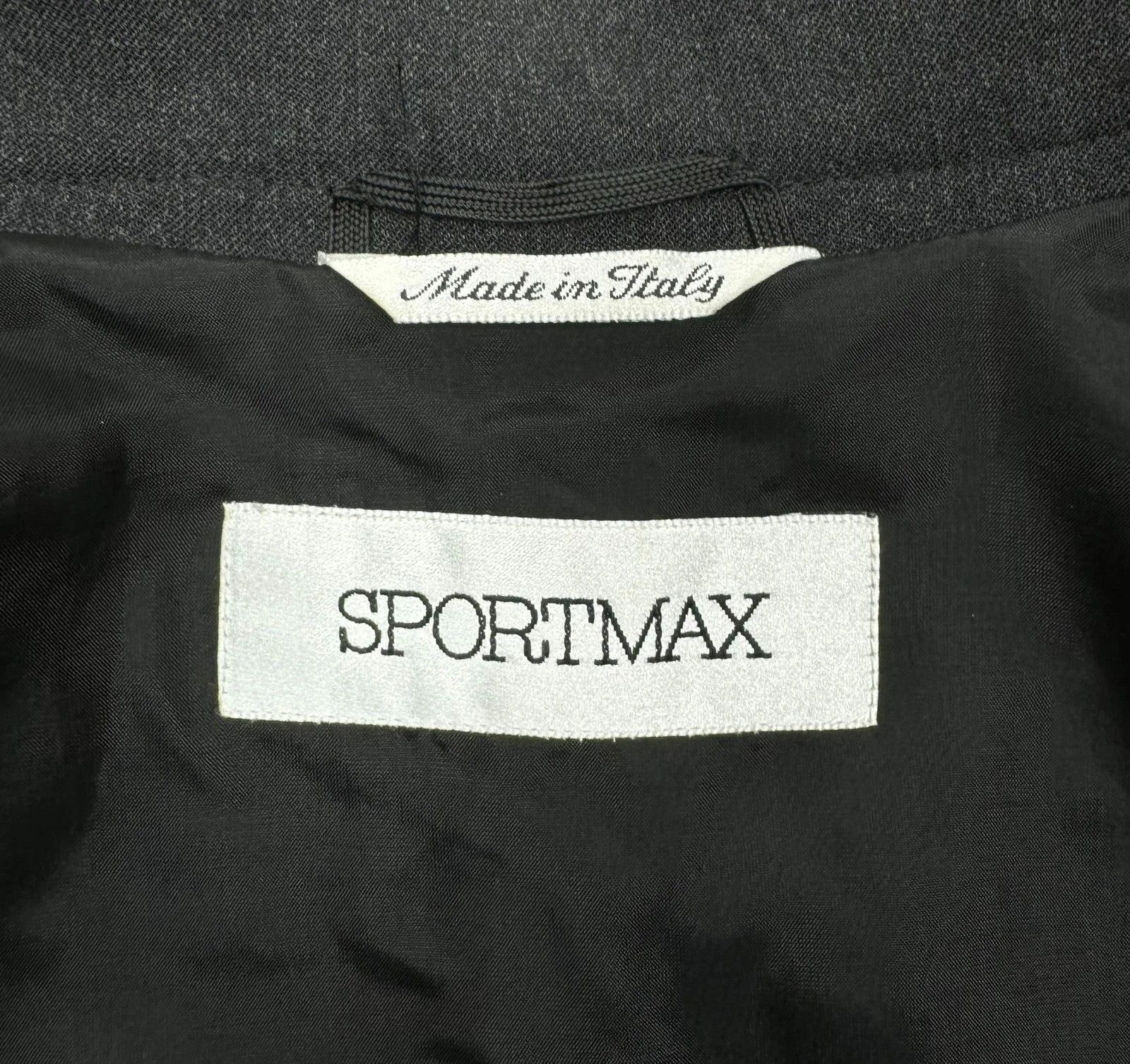 Sportmax Dark Grey Wool Polyamide Long Blazer UK10 US6