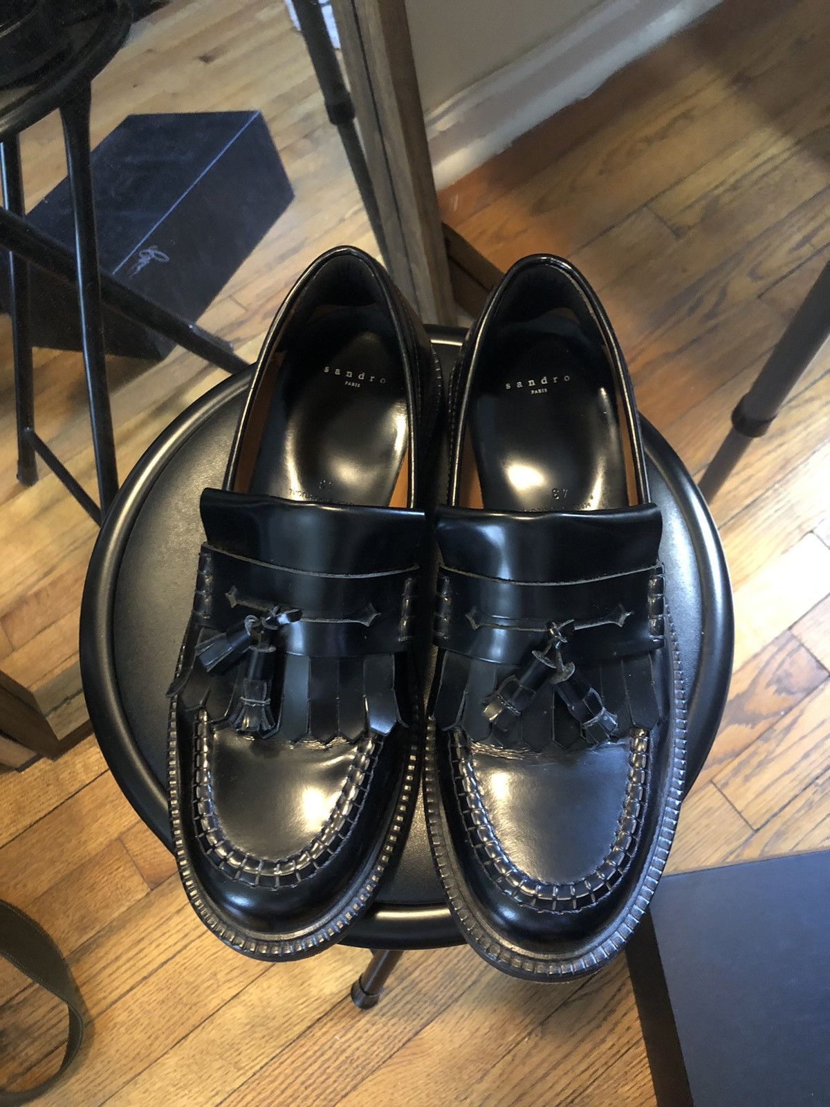 Sandro Sandro Paris Loafers Black Leather Size 10 EU 43 Size US 10 / EU 43 - 2 Thumbnail
