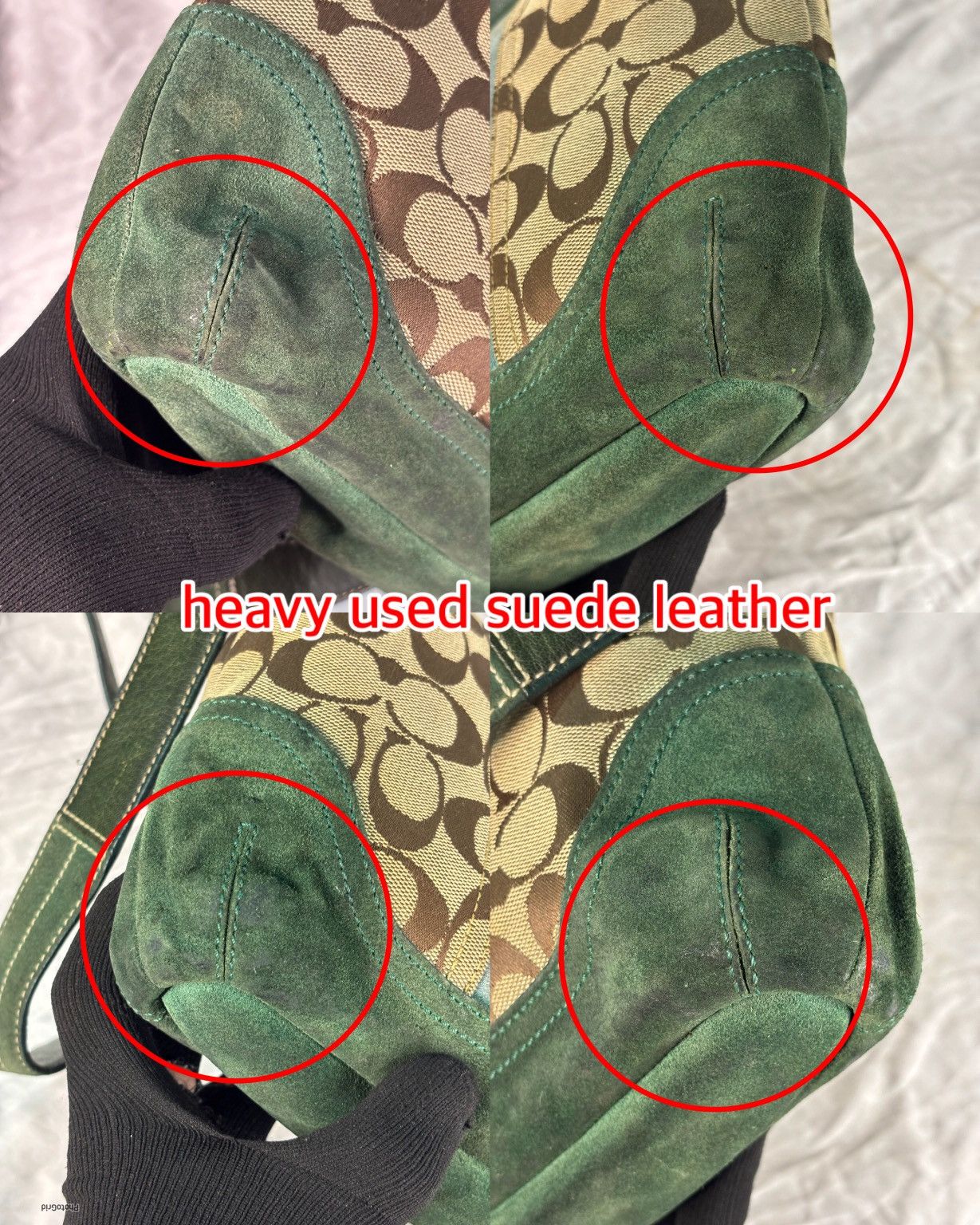 Coach (over used) Coach Green Suede Leather Sling Bag Size ONE SIZE - 13 Thumbnail