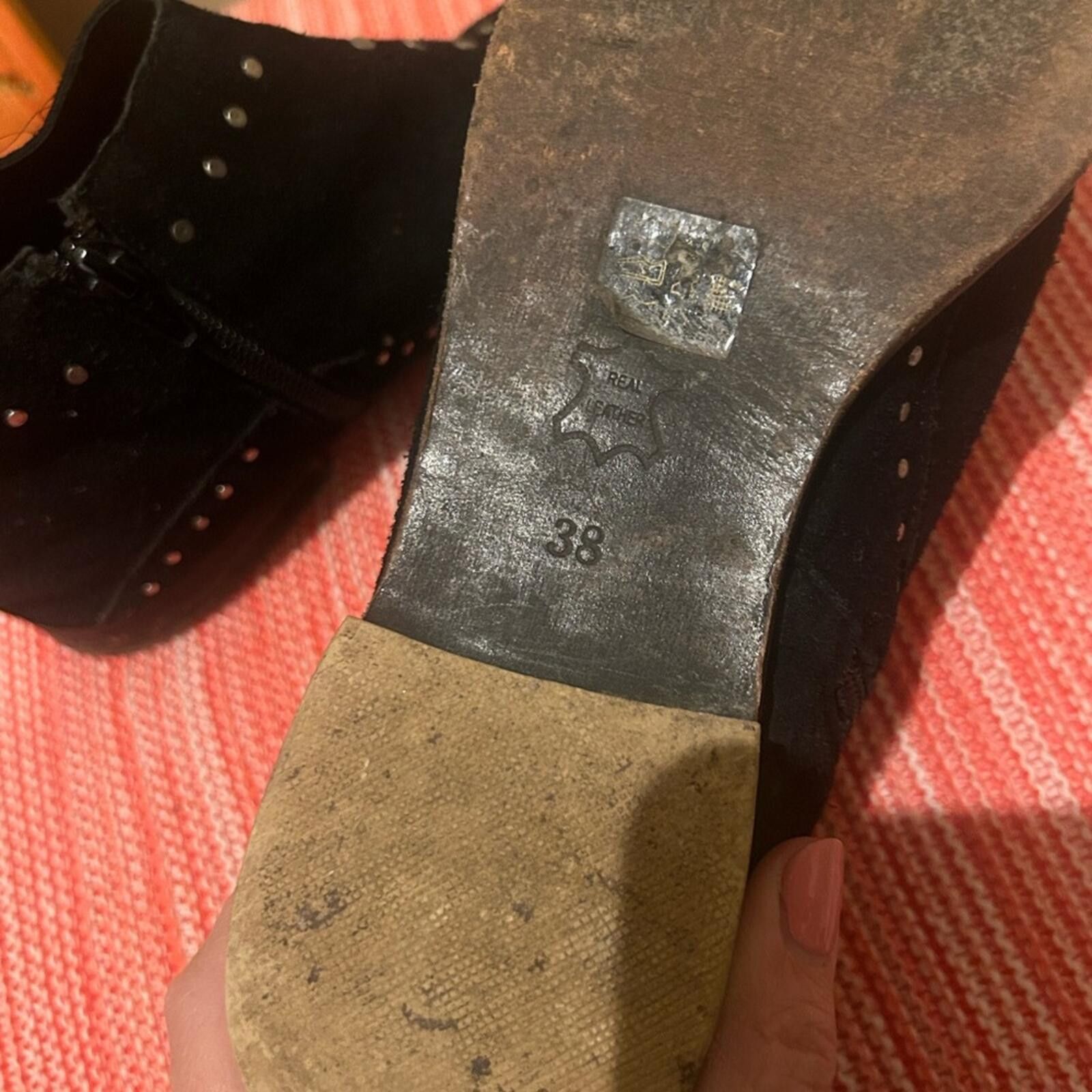 Free People Free People Black Studded Suede Ankle Boots Size US 8 / IT 38 - 3 Thumbnail