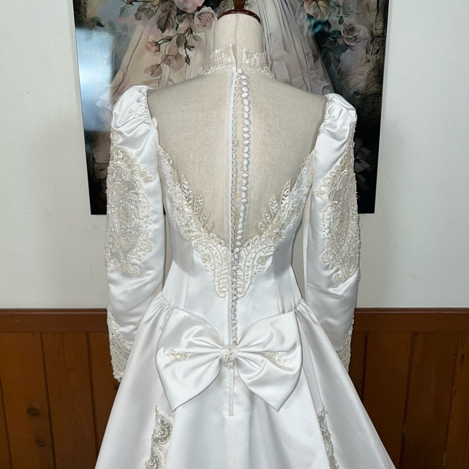 Vintage Gorgeous Vintage 90s White Satin Wedding Gown! Size XL / US 12-14 / IT 48-50 - 10 Thumbnail