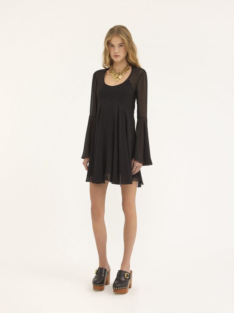 Chloe o1loc1c10226 Flared Mini Dress in Black Size M / US 6-8 / IT 42-44 - 3 Thumbnail
