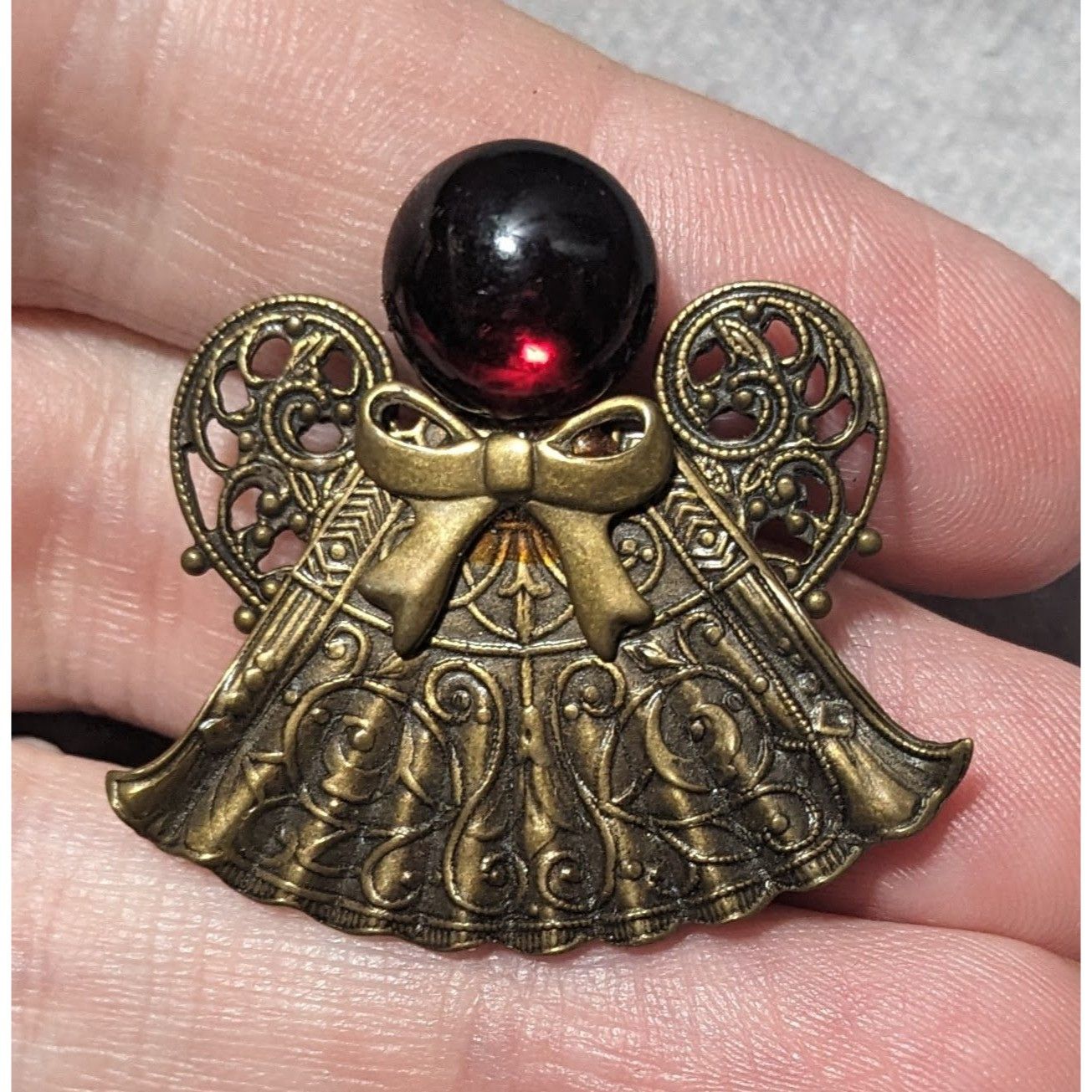 Other Vintage Red And Gold Ornate Angel Brooch Size ONE SIZE - 2 Thumbnail