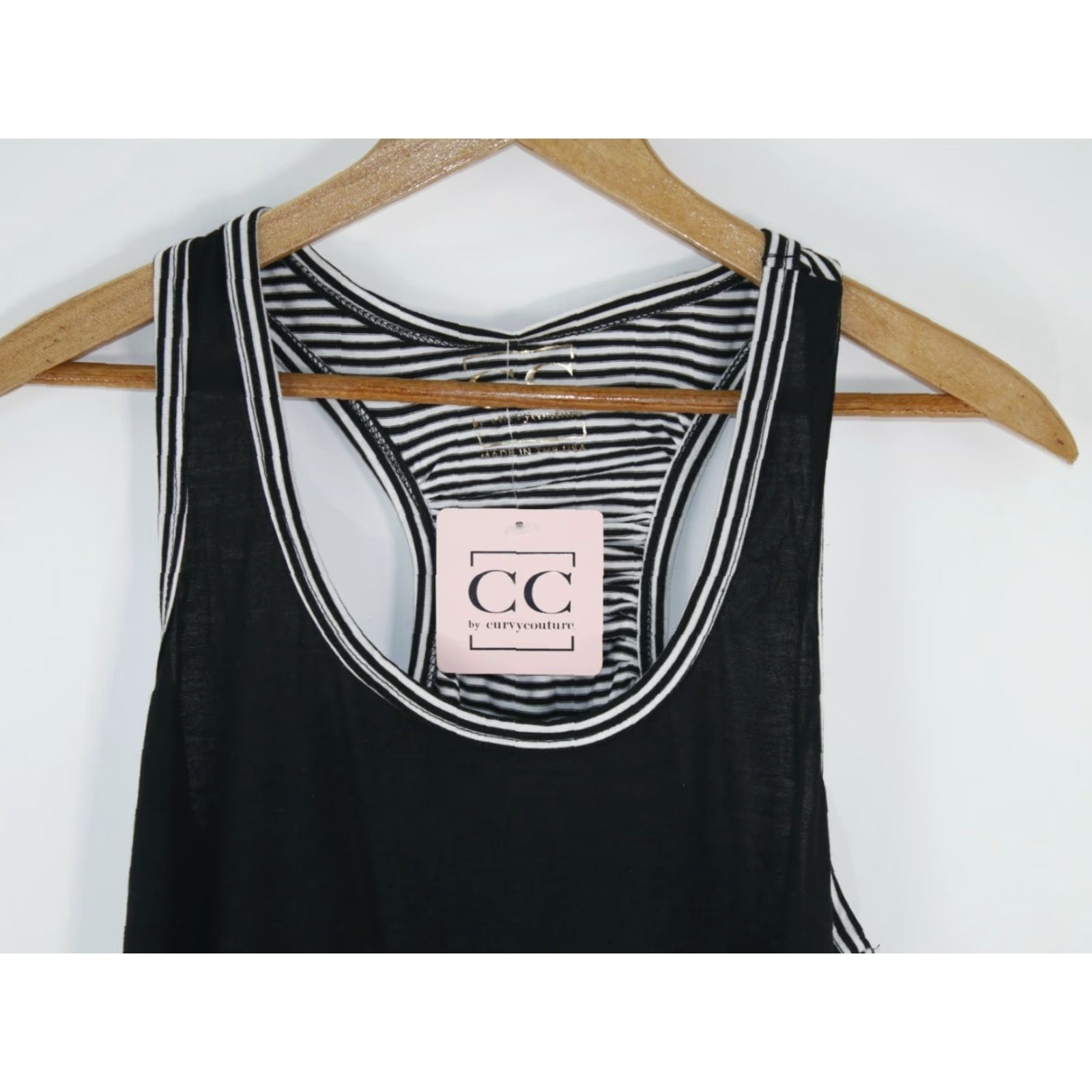 Vintage Curvy Couture Womens Striped Sleeveless Sleep Tank Shirt Size Small Black Size S / US 4 / IT 40 - 3 Thumbnail