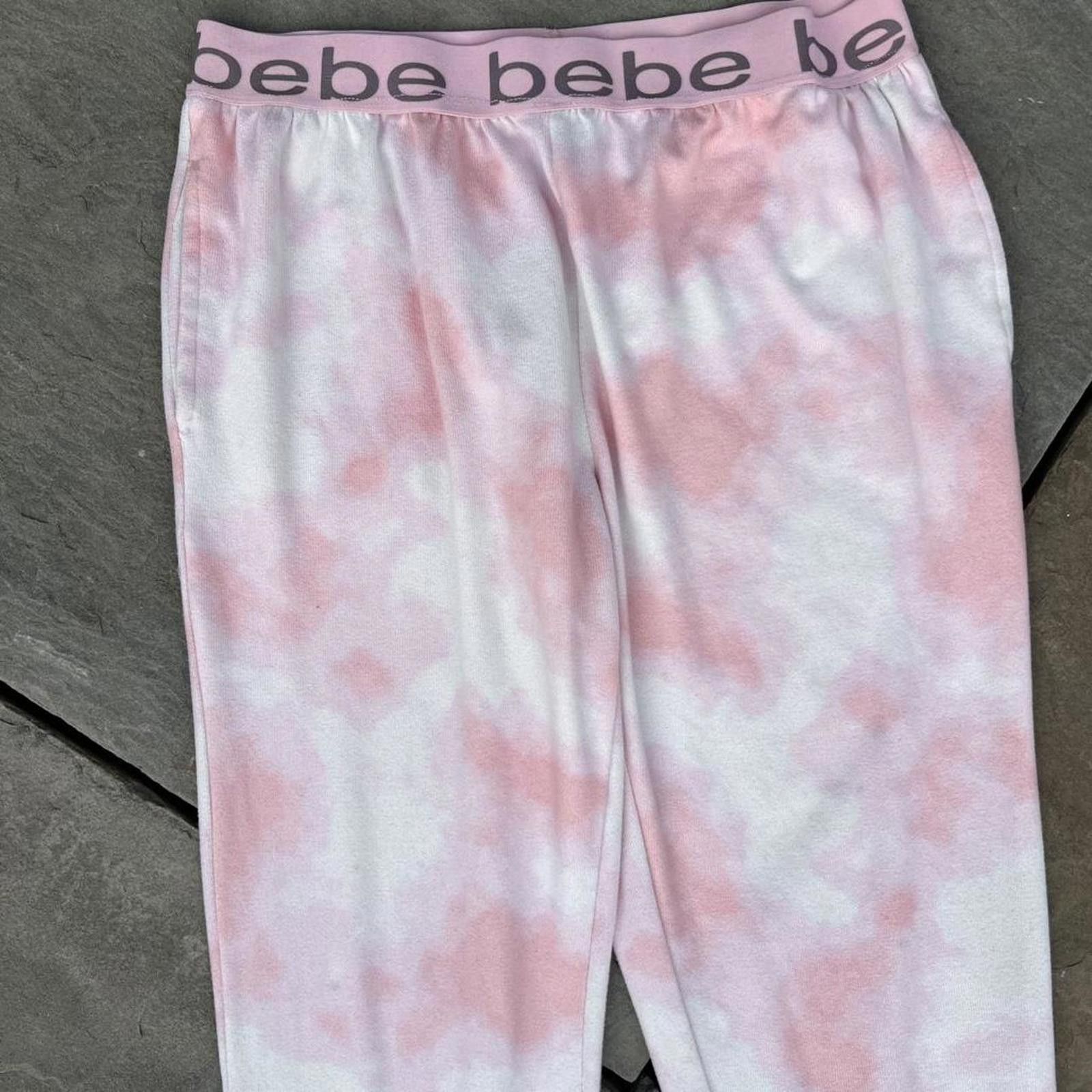 Bebe Bebe Pink + White Tie-Dye Loungewear Sweatpants Size 32" / US 10 / IT 46 - 2 Thumbnail