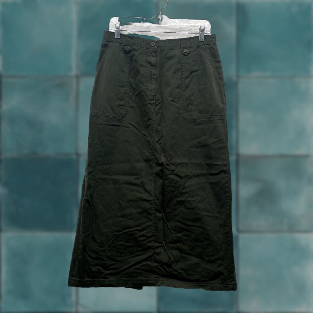 Vintage VINTAGE Maxi Skirt 14 XL Army Green Boho Fairy Grunge Whimsigoth Cyber Cargo Women? Size 36" / US 14 / IT 50 - 1 Thumbnail