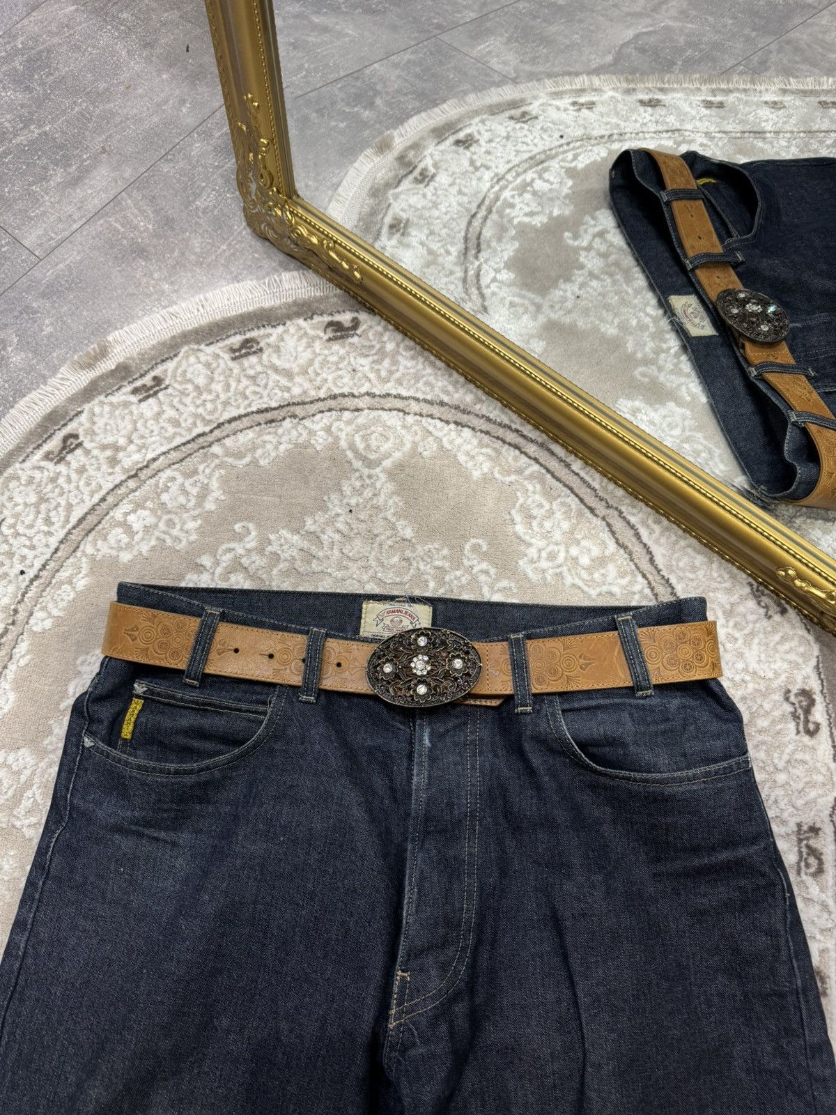 00ʼS NUMBER NINE STYLE JAPAN LEATHER Y2K BELT ARCHIVE BLACK