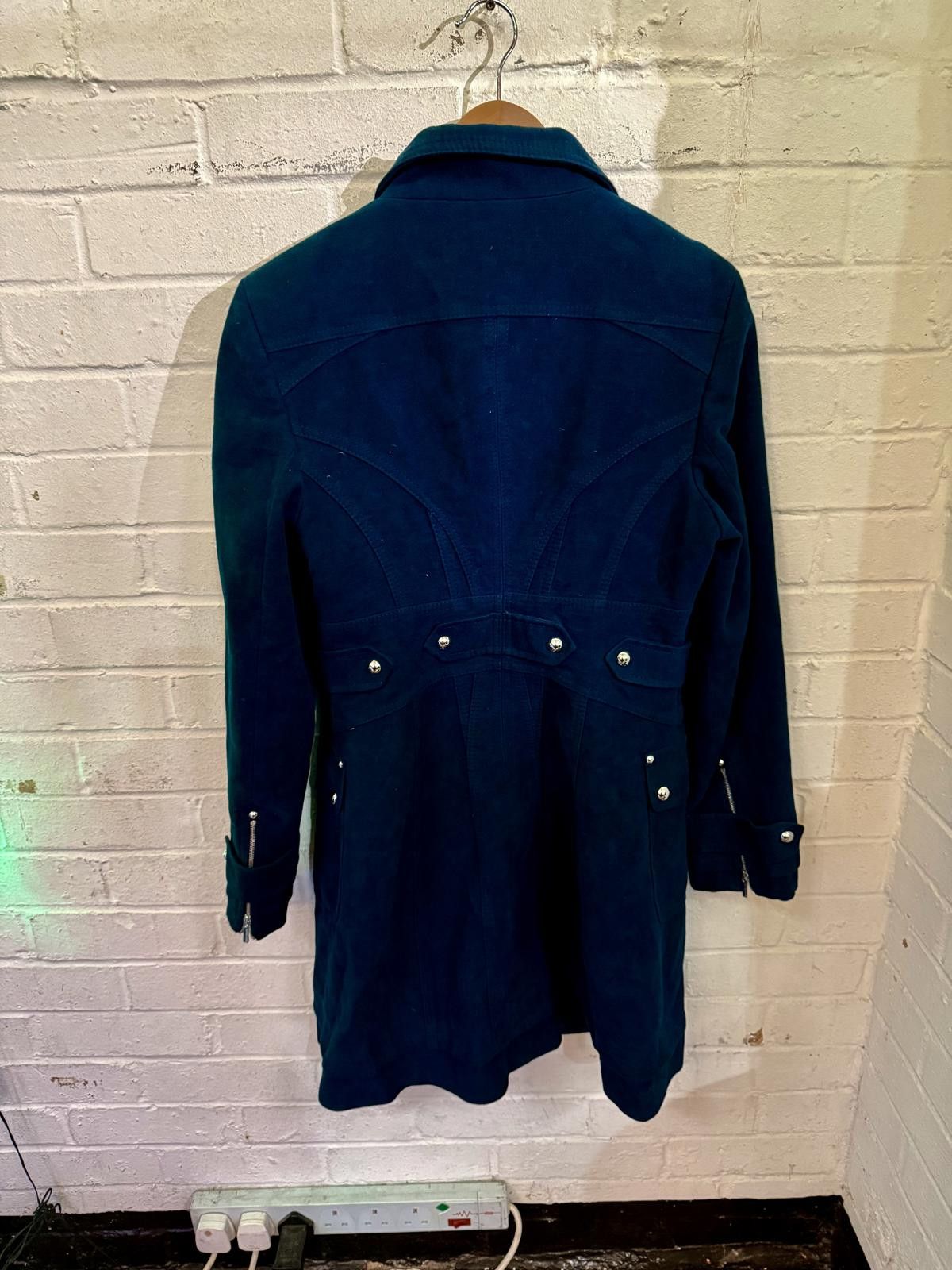 Unknown London Dark Blue Women's Long Coat with Asymmetrical Zipper Size M / US 6-8 / IT 42-44 - 2 Thumbnail
