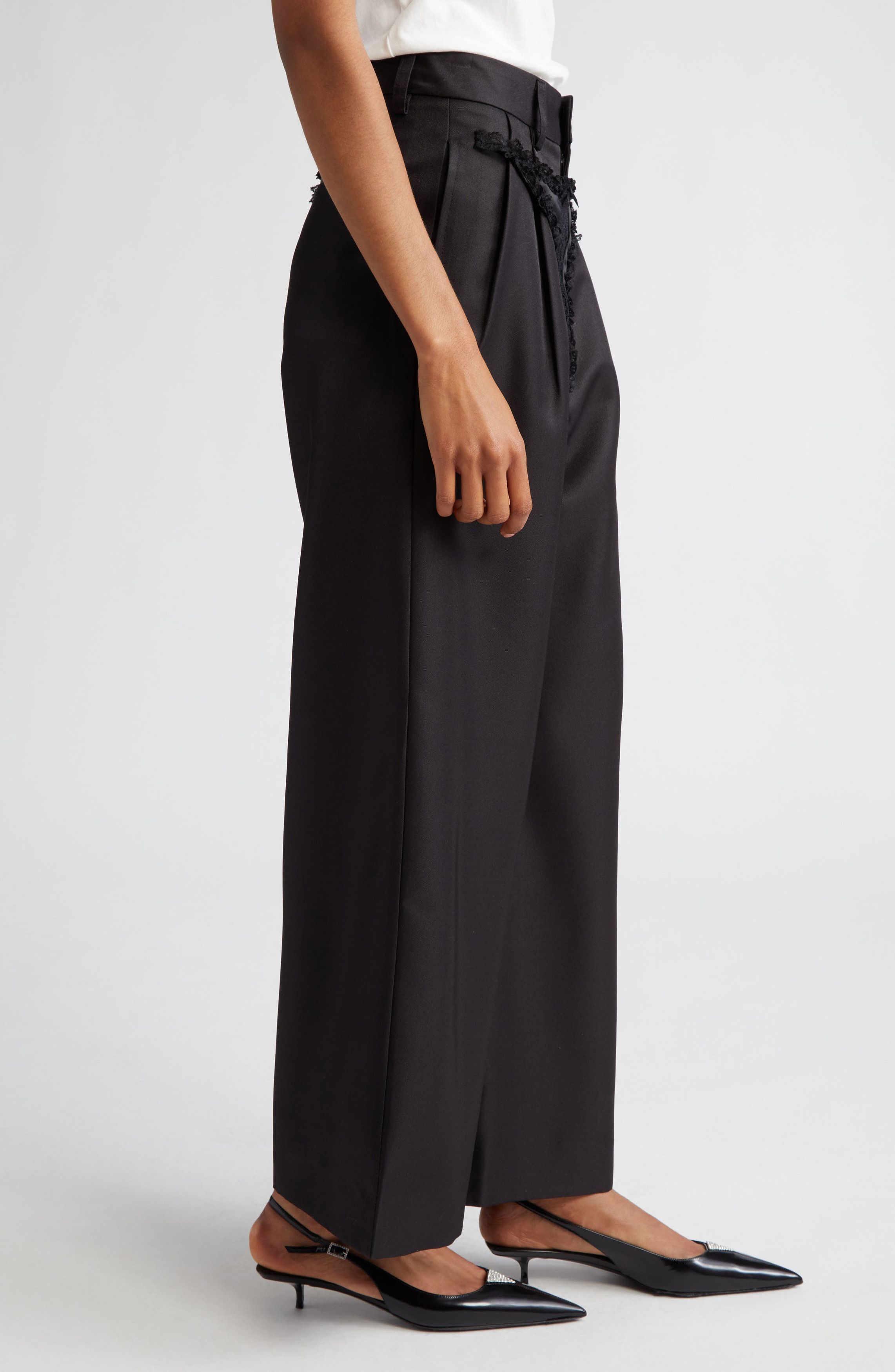 Vaquera $650 Vaquera Underwear Detail Wide Leg Woven Satin Pants Size 29" - 3 Thumbnail