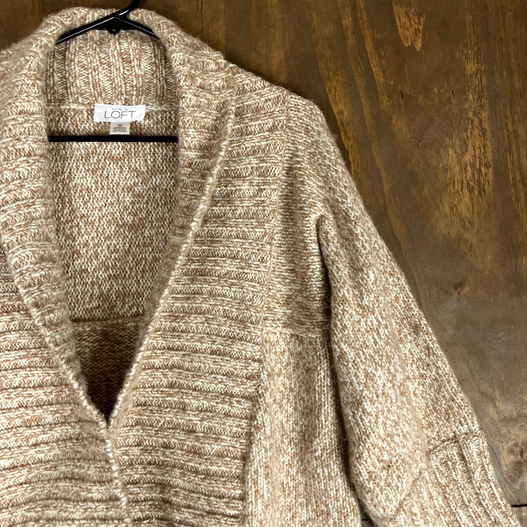 Ann Taylor VINTAGE Ann Taylor LOFT Sweater Cardigan Open Front Merino Wool Blend XS Women's Knit Oatmeal Solid Long Sleeve Fall Winter Spring Casual Workwear Size XS / US 0-2 / IT 36-38 - 5 Thumbnail