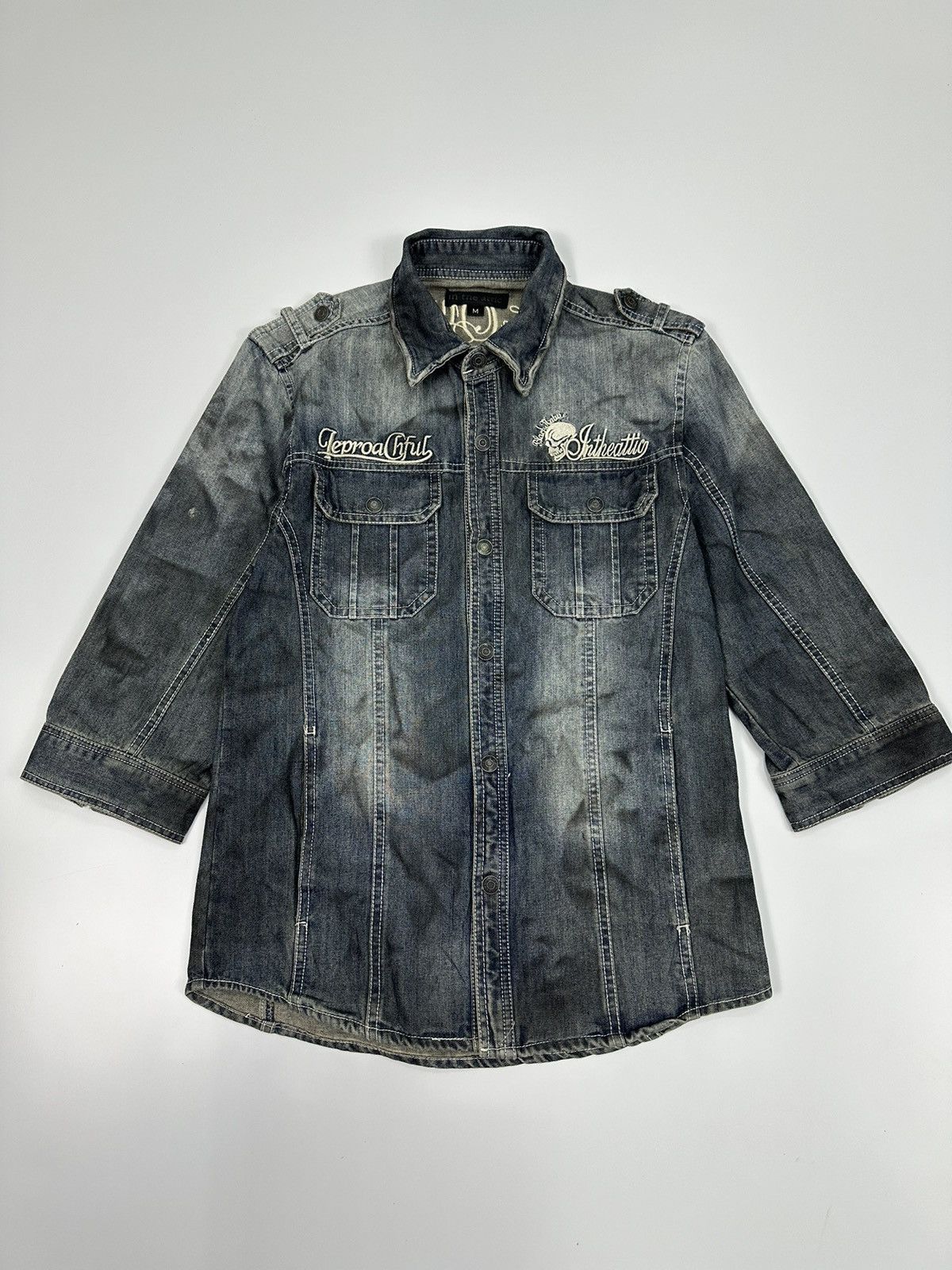 In The Attic In The Attic Punk Style Rider 3Q Denim Shirt A651 Size M / US 6-8 / IT 42-44 - 1 Thumbnail